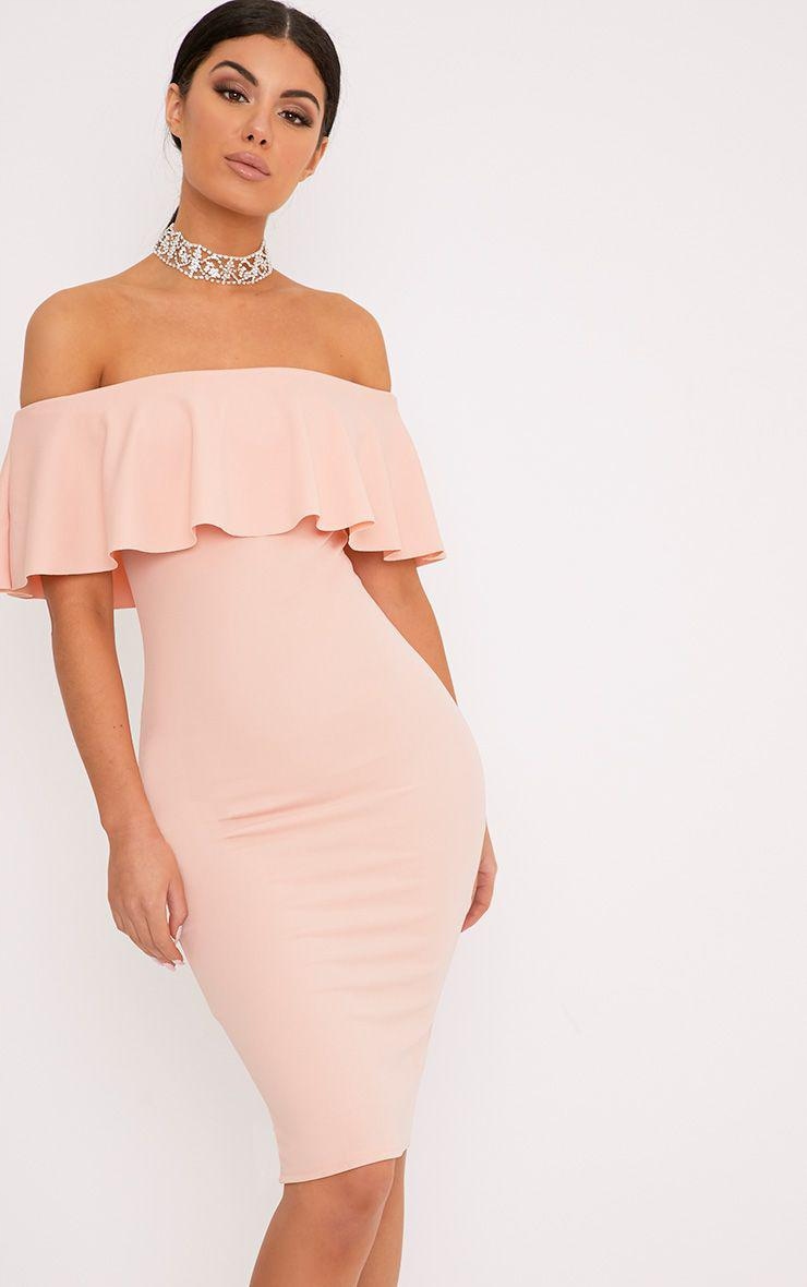 PRETTYLITTLETHING RÓŻOWA SUKIENKA FALBANA 40