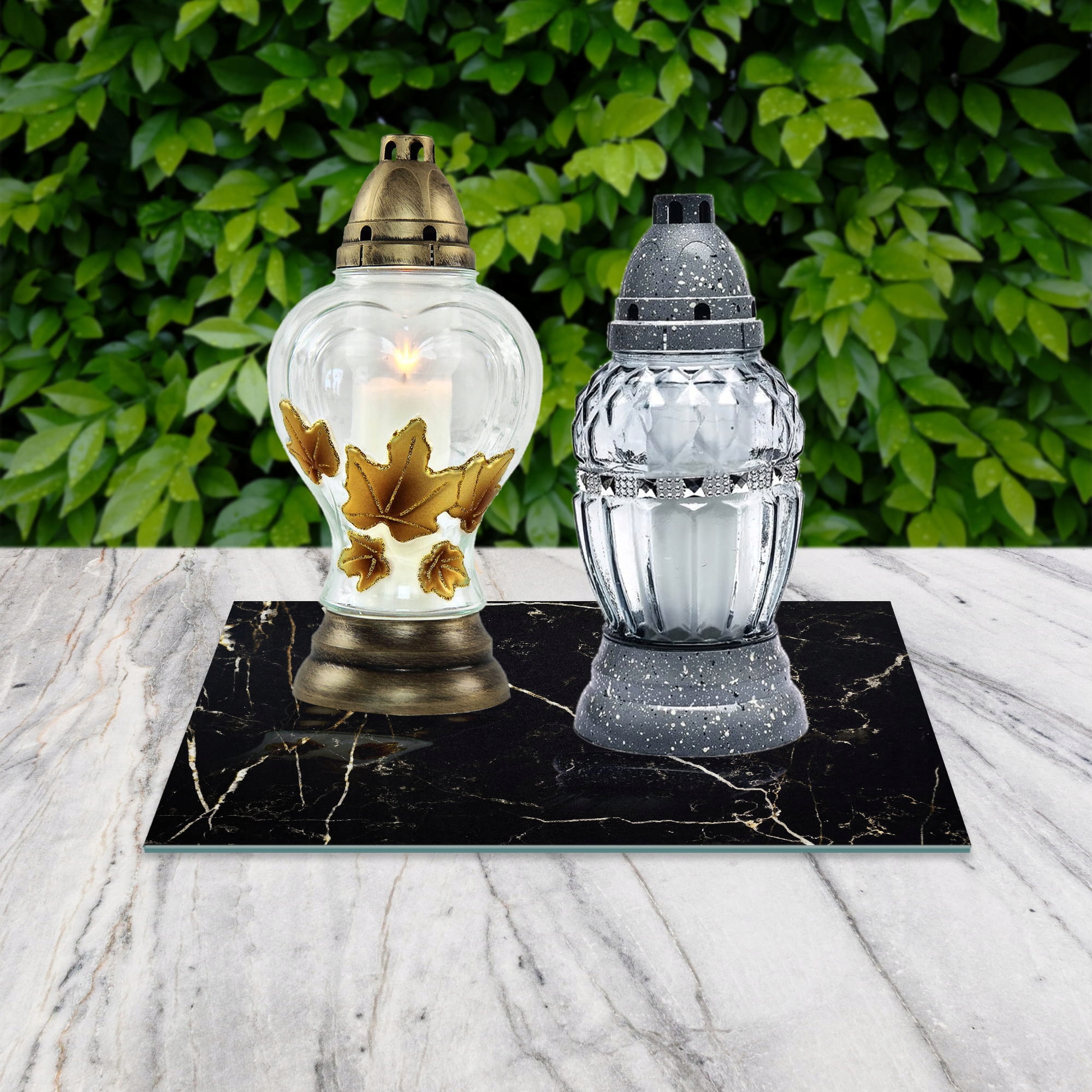 SZKLANA PODSTAWKA POD ZNICZE 25x25cm Marmur 07e Marka inna