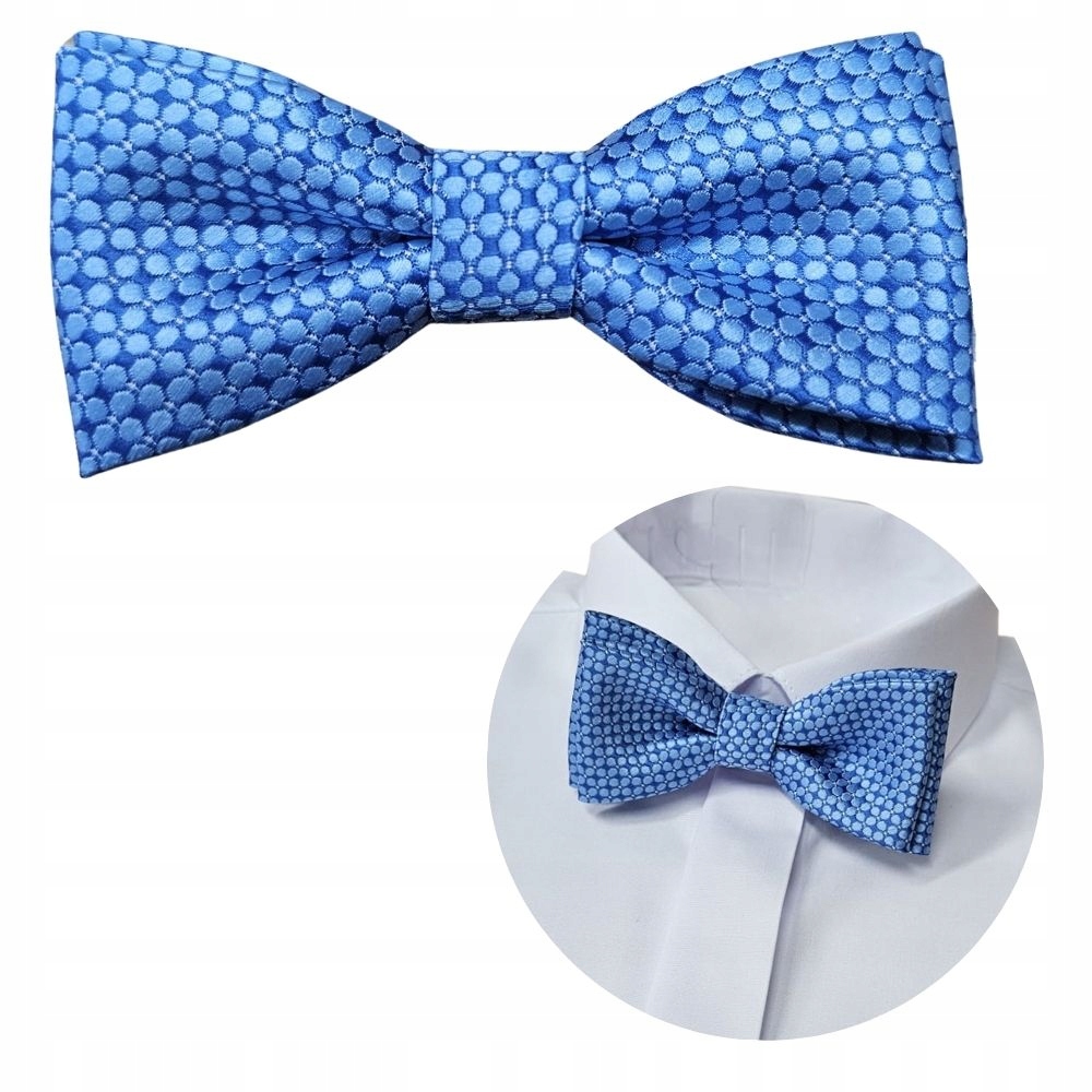 MUCHA CHŁOPIĘCA NIEBIESKA JASNA DWUWARSTWOWA WE WZORKI WZORZYSTA MUSZKA