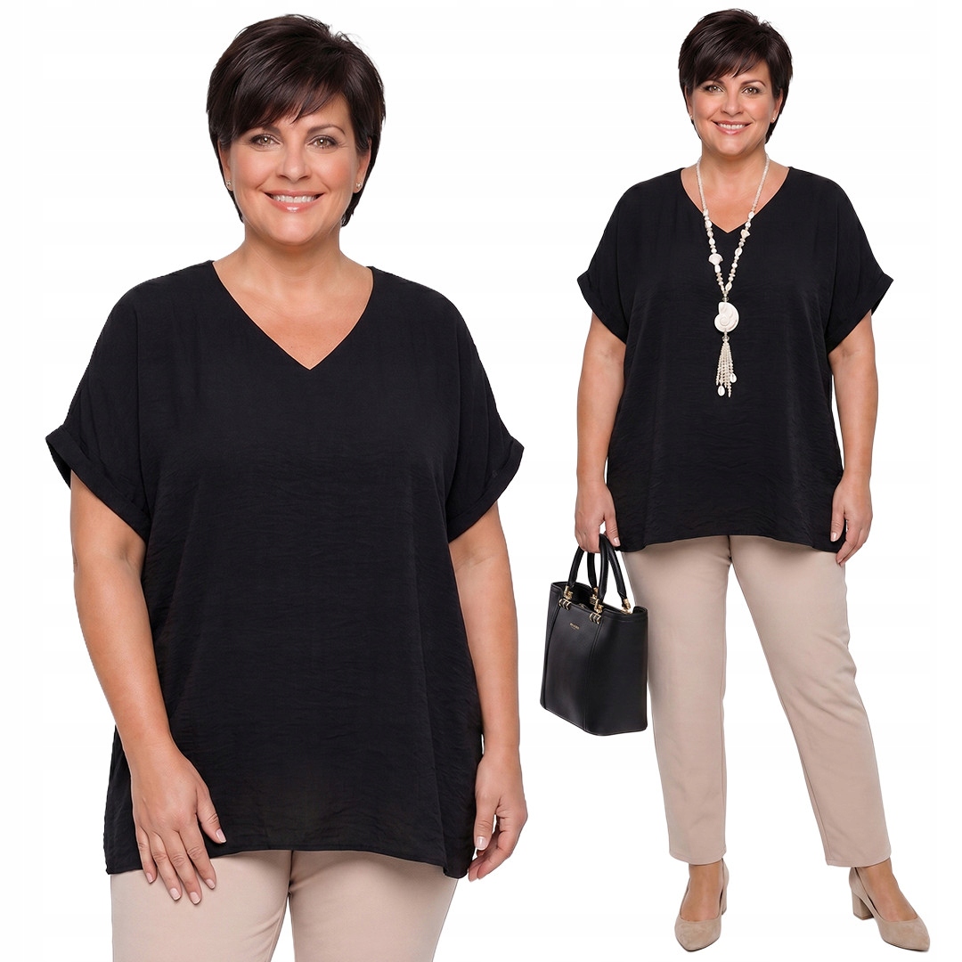 Černá halenka s krátkým rukávem plus size velikost 56