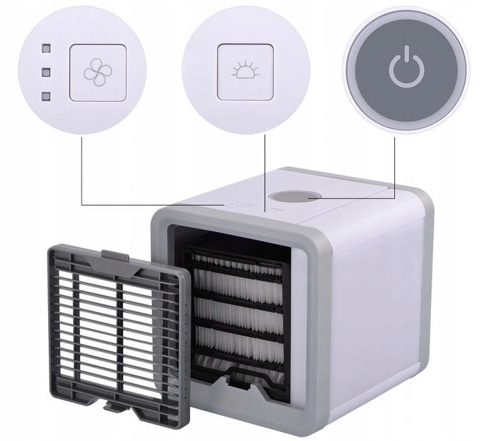 AIR ARCTIC COOLER LED USB MINI MOBILNY PRZENOŚNY KLIMATYZATOR WODĘ LED Sterowanie manualne