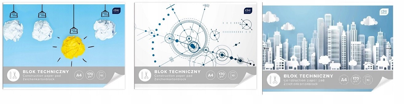 Blok techniczny A4 biały ZESTAW 10 szt. Interdruk EAN (GTIN) 5904870771945
