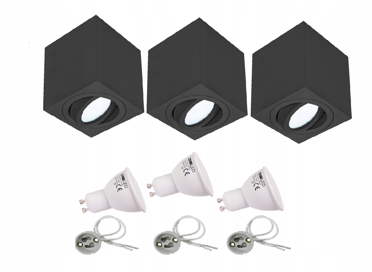 

Zestaw 3x Oprawa natynkowa halogen żarówka GU10