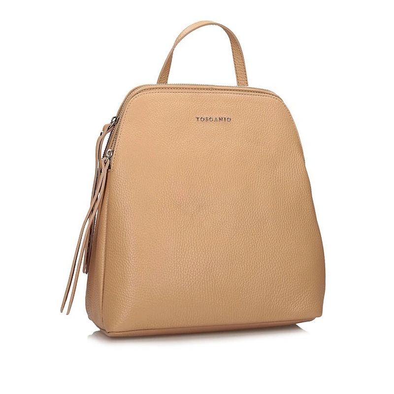 Batoh Toscanio E52 béžový D81 béžový, dvoukomorový, kožený, na zip