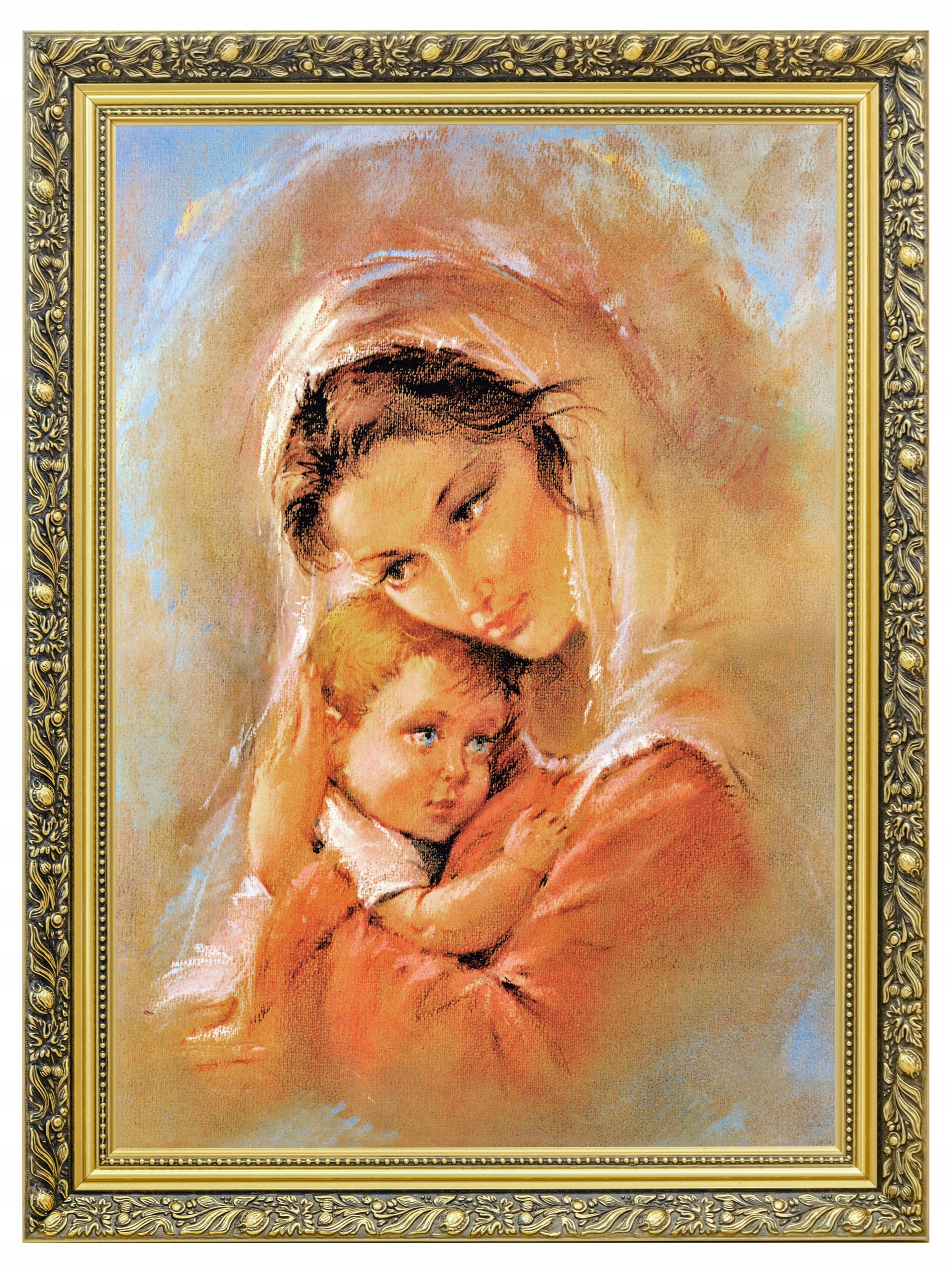 Obraz Na Plátně Matka Boží Sakrální Zlatý Zdobený Rám 60x80