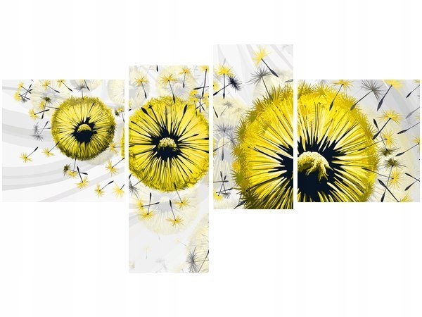 100 55cm Obraz 4 elem Żółte dmuchawce 5 płótno druk