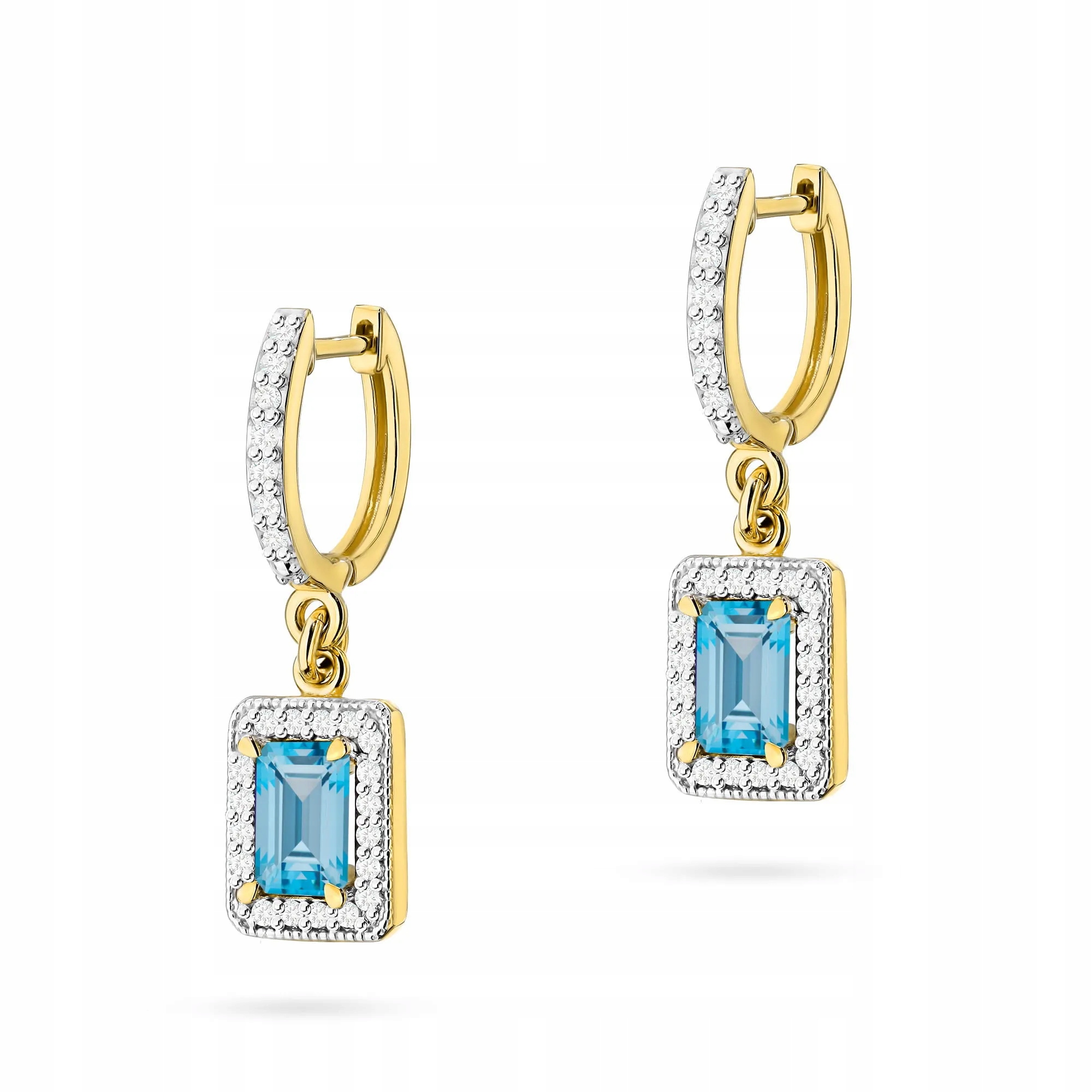 Złote kolczyki Topaz 2 x 0,65ct żółte złoto pr. 585