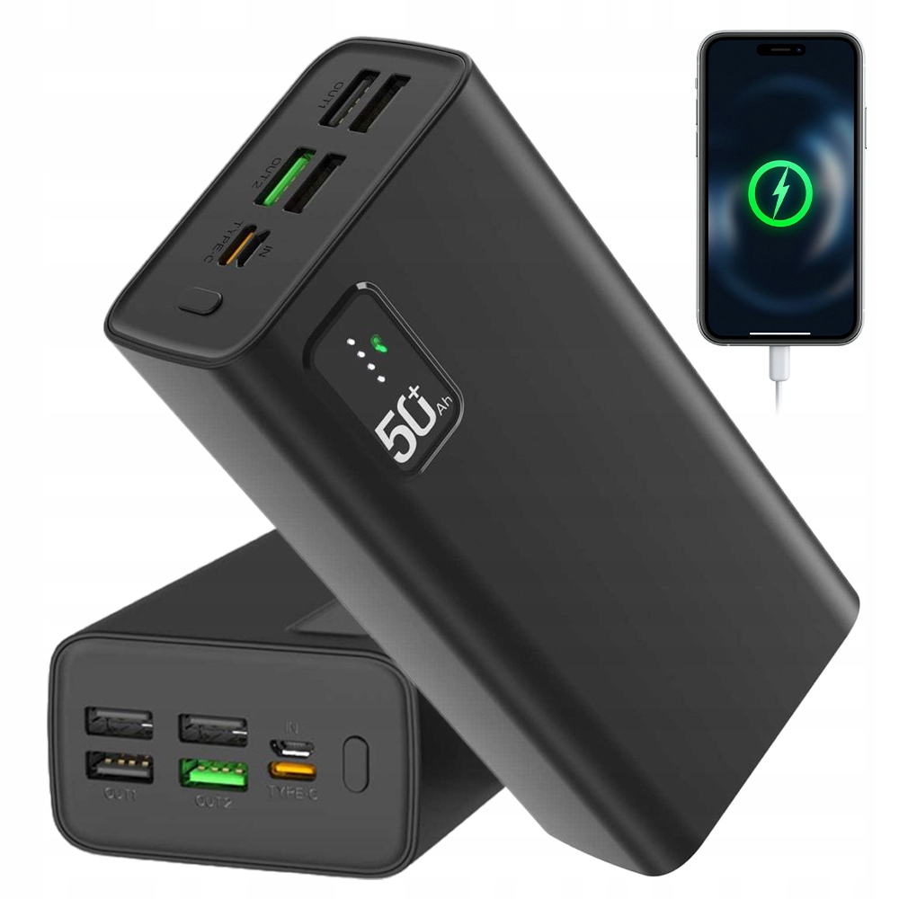 Power Banka 30000MAH 4XUSB-A Usb-c Rychlé Nabíjení 22.5 W Černá