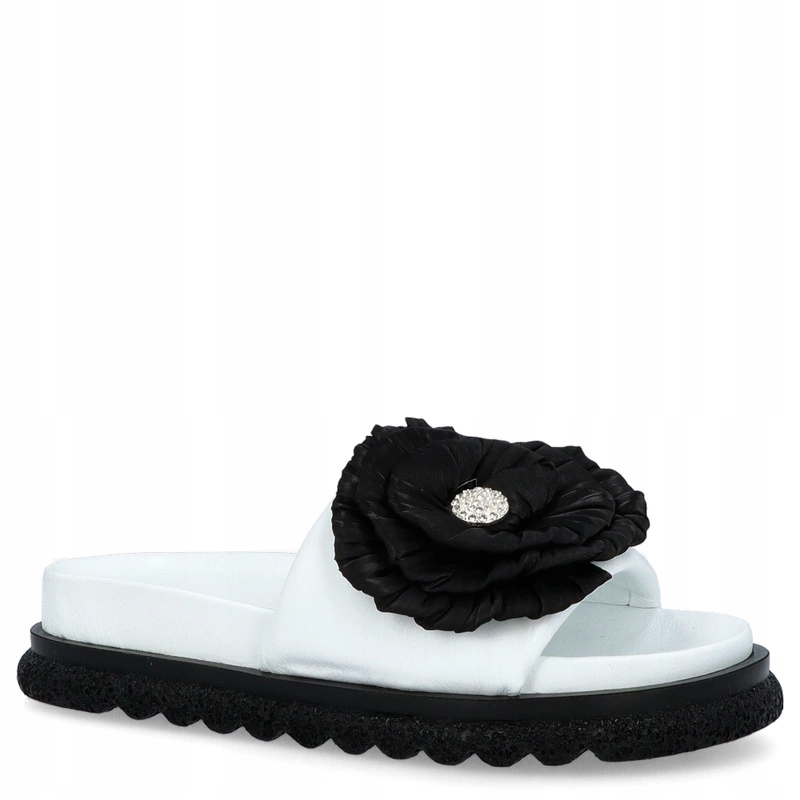 Dámské nazouváky s květinou Boccato 475.24-121 Bílé 36