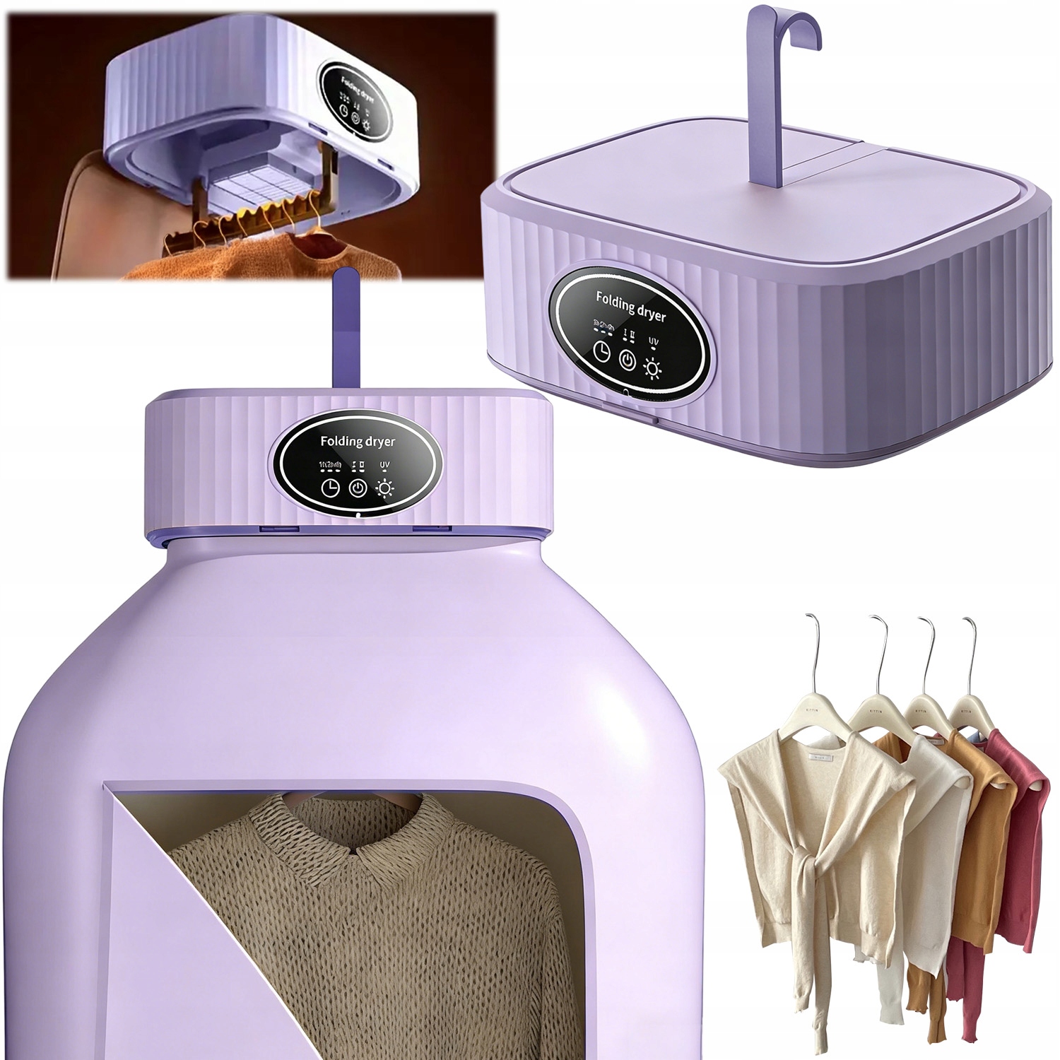 Suszarka Do Ubrań Błyskawiczna Elektryczna Przenośna 600W Funkcja Timera