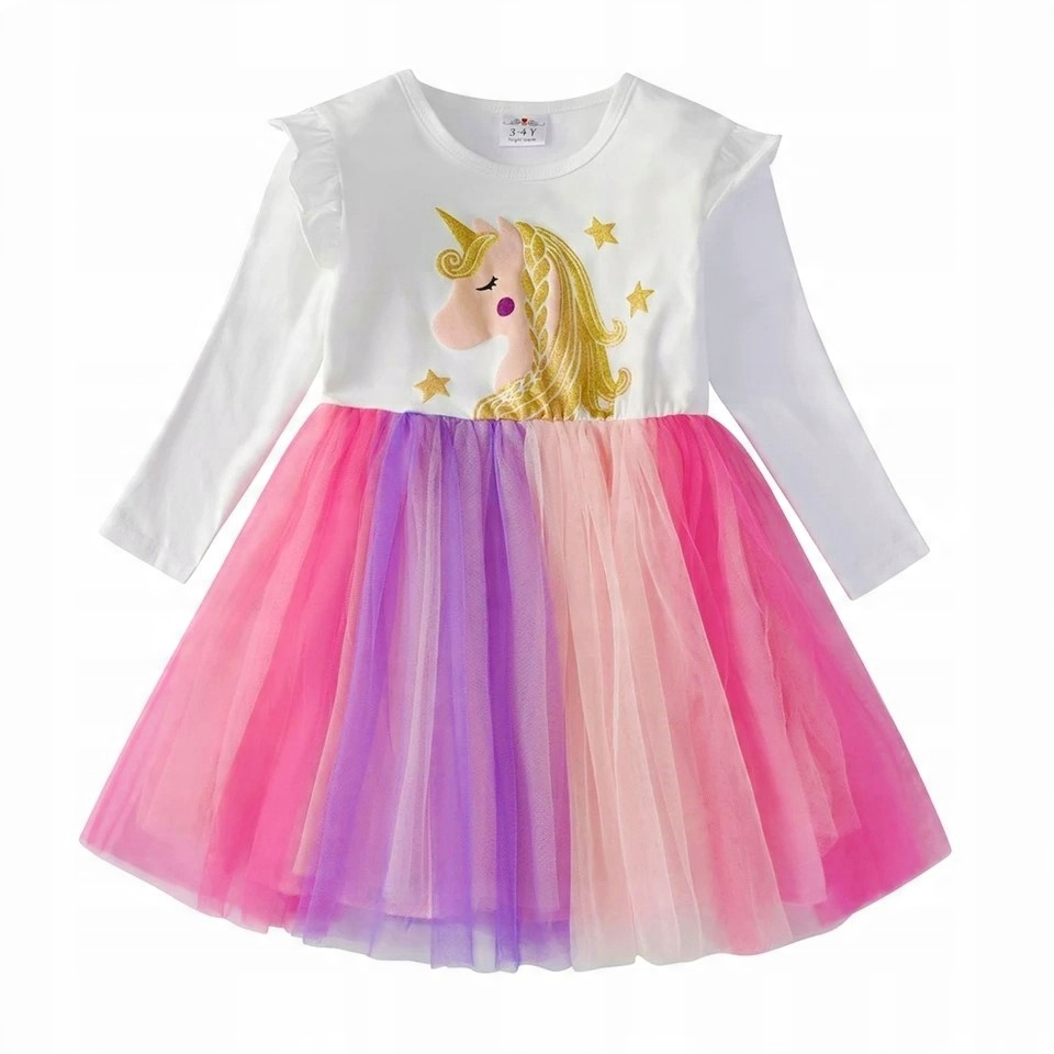 

Sukienka 98 tiulowa tęczowa Unicorn wesele brokat