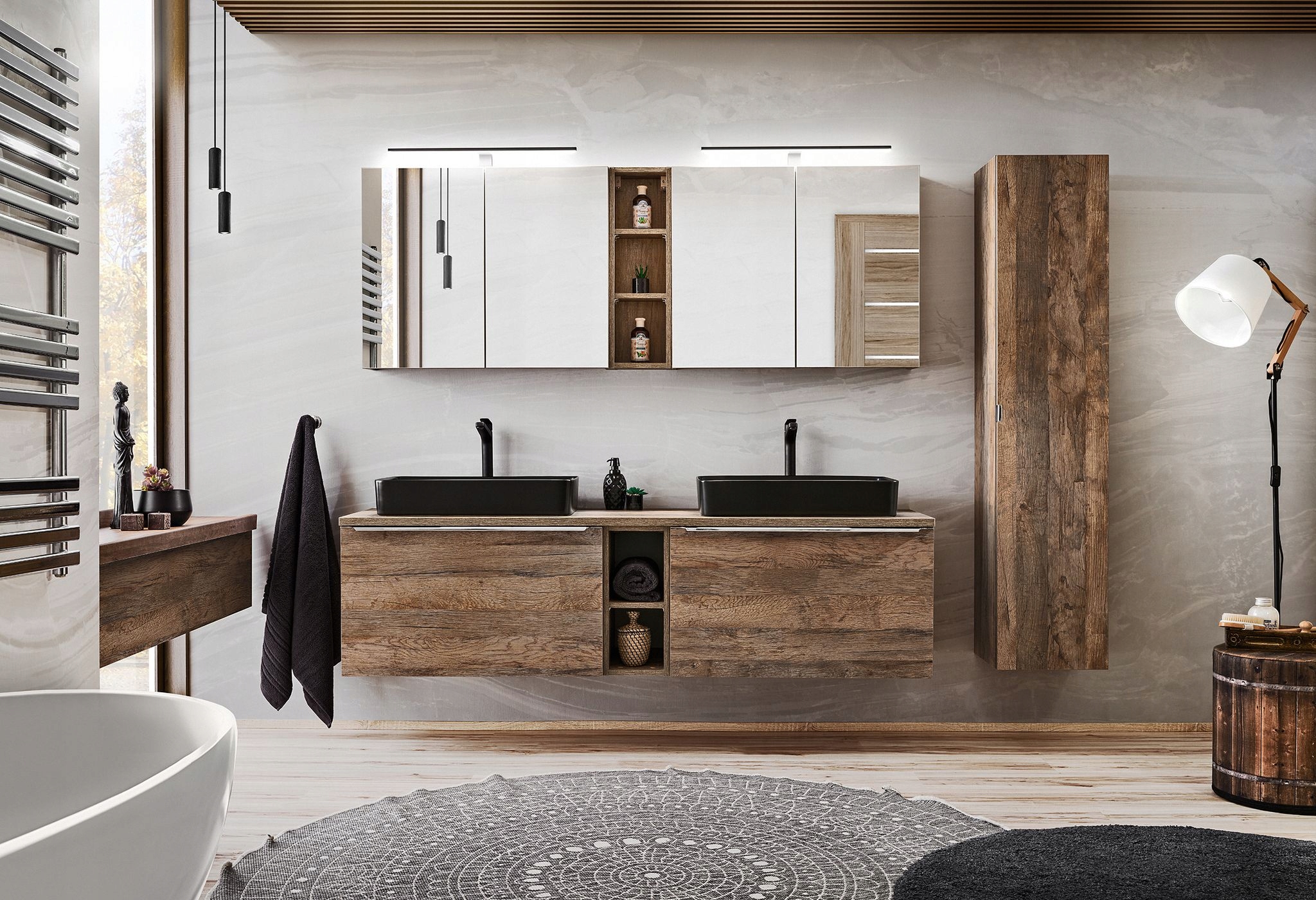 ZESTAW MEBLI ŁAZIENKOWYCH SANTA FE OAK 180 CM