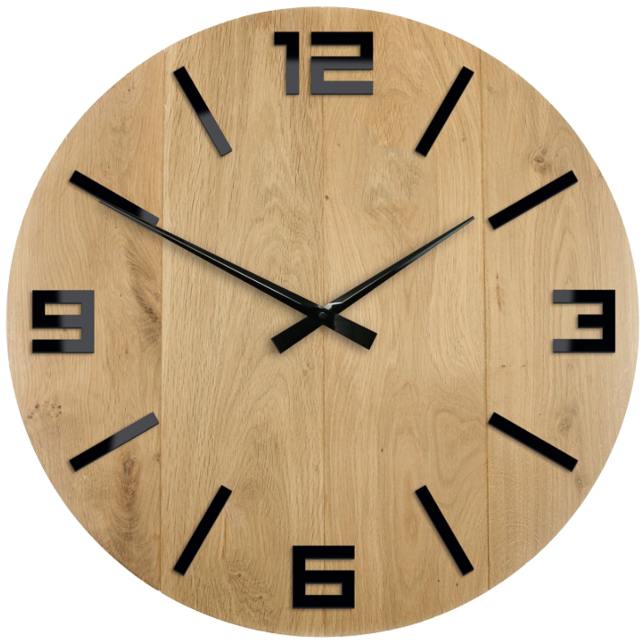 Nástenný akrylový kremenný strojček Arabic Wood Black 50 cm, okrúhly