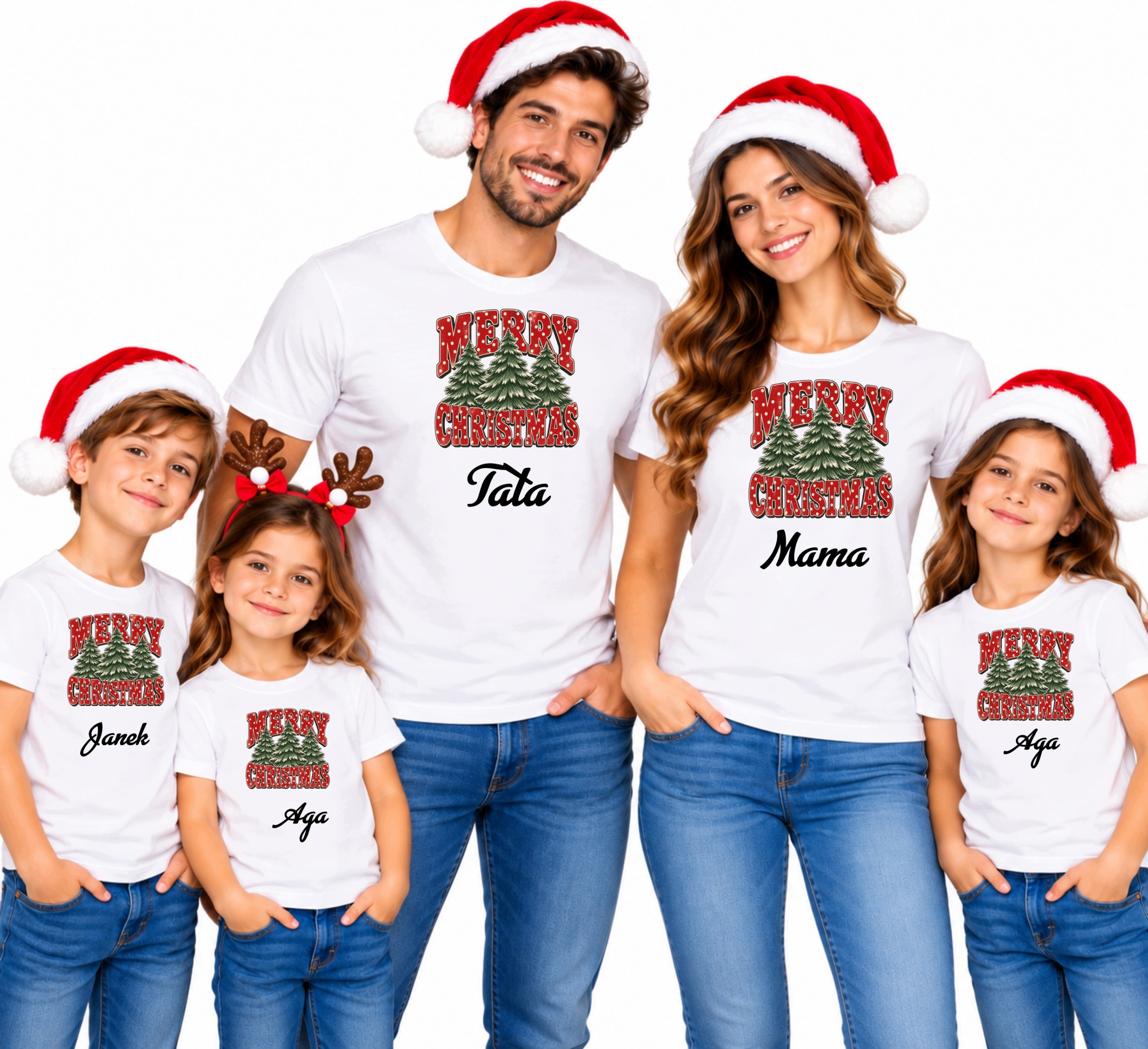 Vánoční trička 2+3 Personalizovaná rodina Merry Christmas Jméno