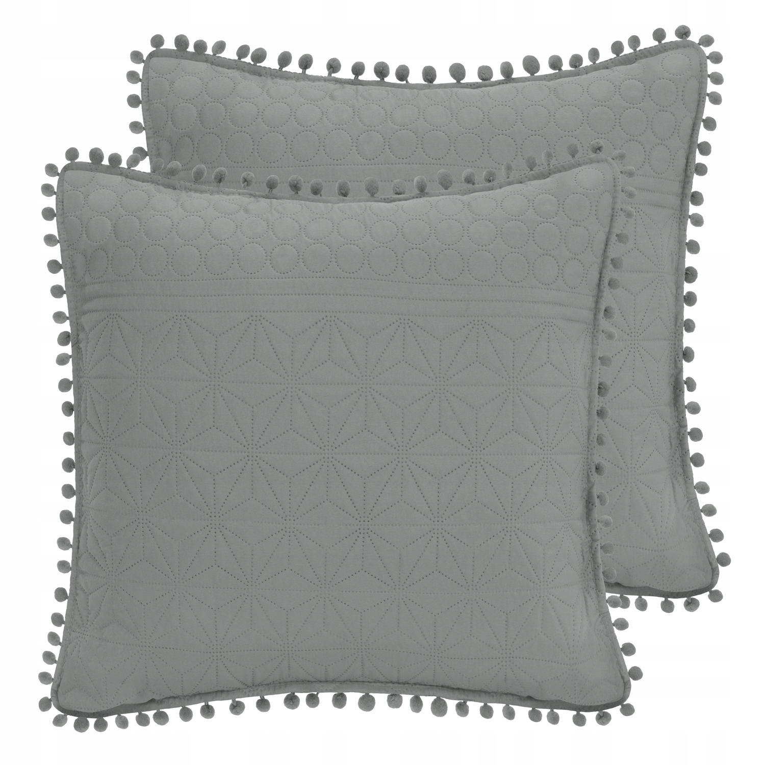 

Poszewki Ciemnoszare zestaw 2szt boho 45cm pompony