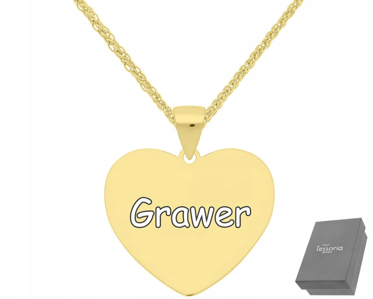 Zlatý Náhrdelník Srdce s gravírováním Dámský Jako Dárek délka 50 cm Stříbro ryzost 925