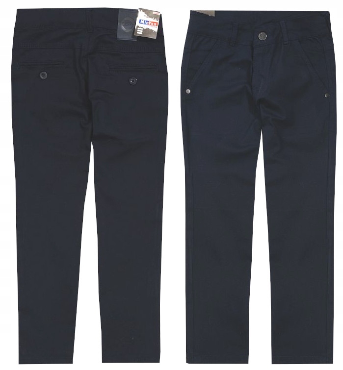 SPODNIE ELEGANCKIE MATERIAŁOWE CHŁOPIĘCE NA GALOWO granatowe 8/9 T012A