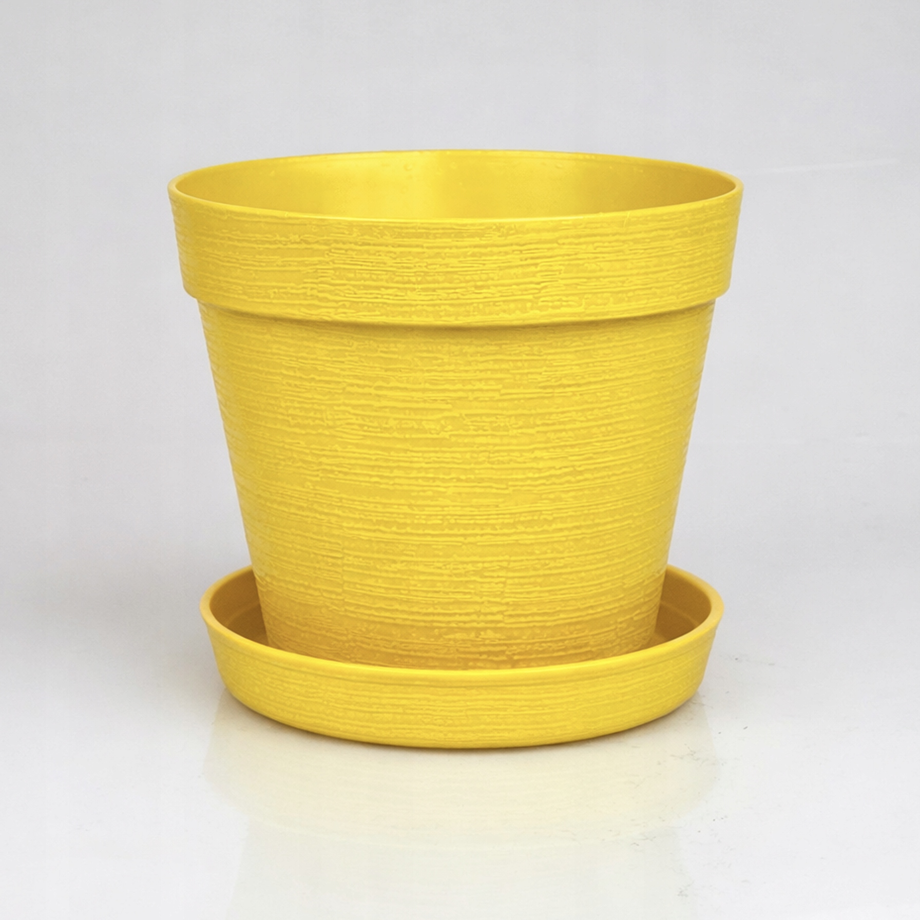 ZESTAW Doniczka 16cm + Podstawka 14cm, 1,77L Stylowy Zestaw EKO, ŻÓŁTY