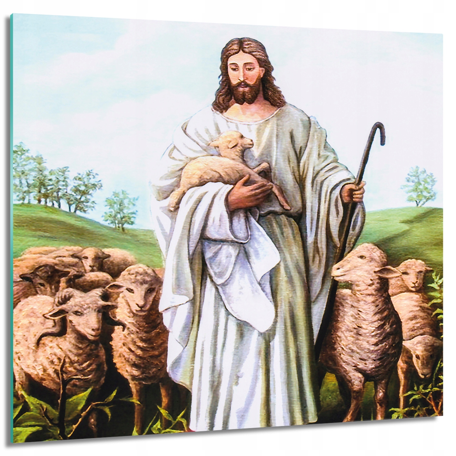 

Obraz szklany kwadrat Pasterz Jezus barany 60x60