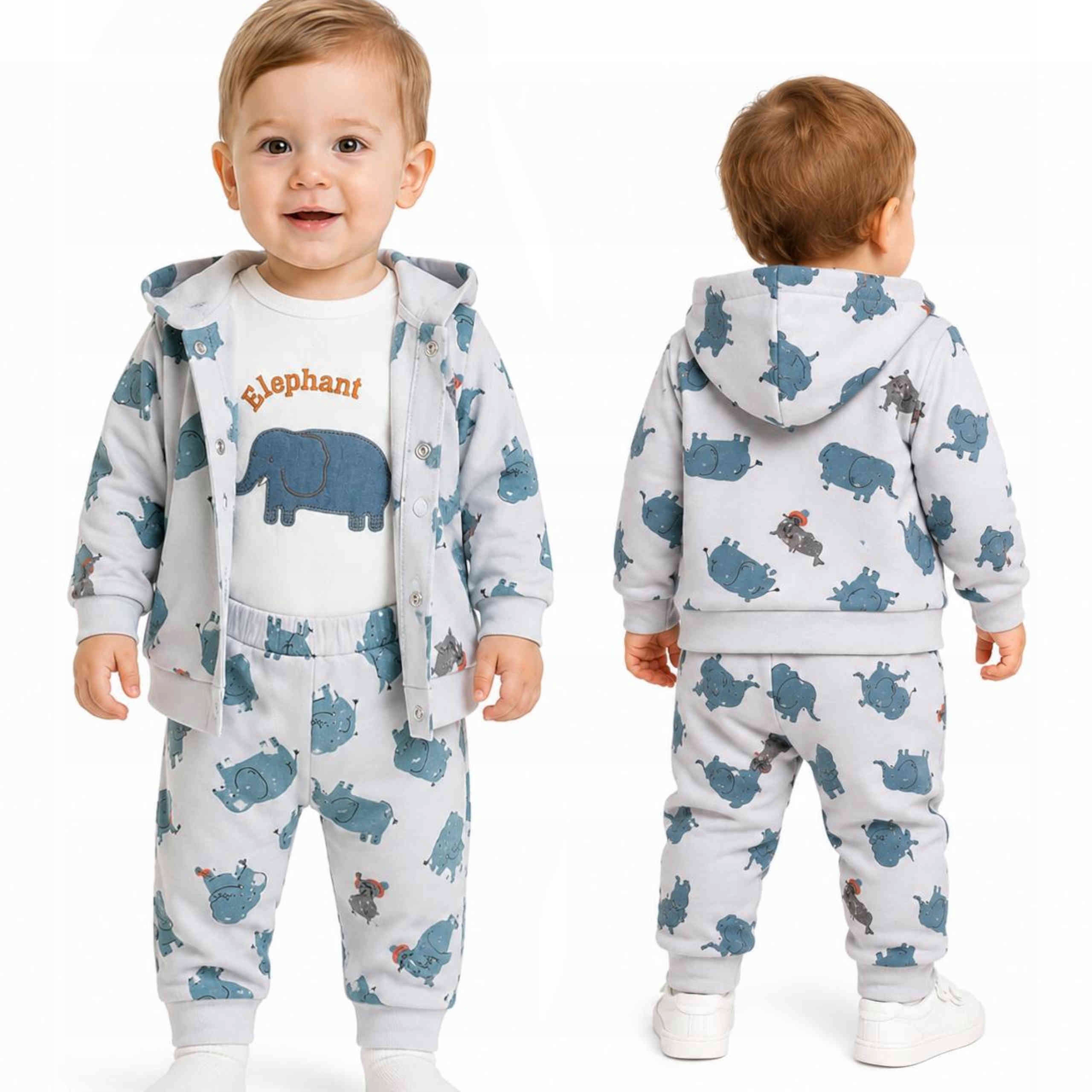 Komplet niemowlęcy dla chłopca Ubranko Bawełniane body bluza spodenki 86