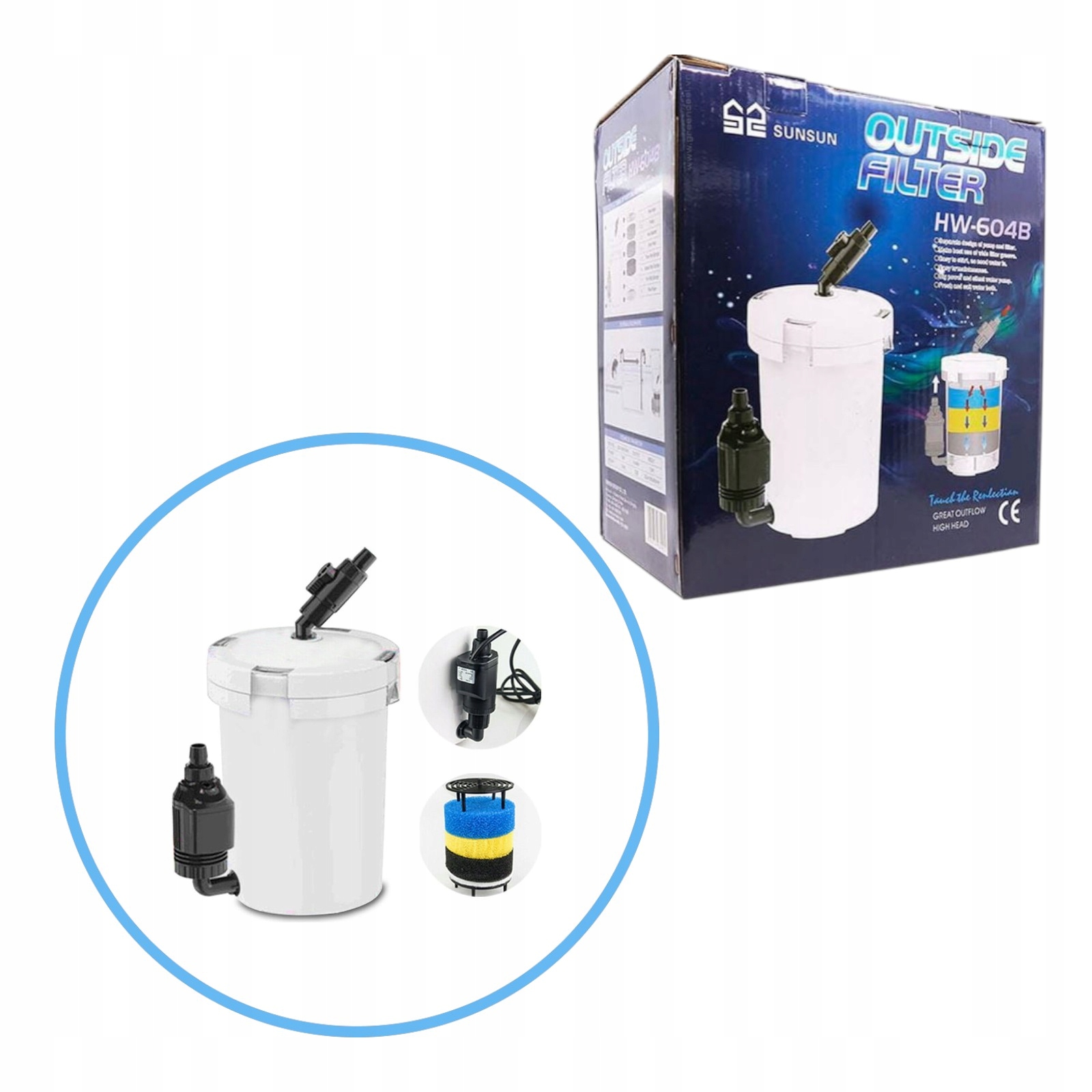 Wszechstronny filtr zewnętrzny pojemność 4 L SunSun HW-604B – 800 l/h