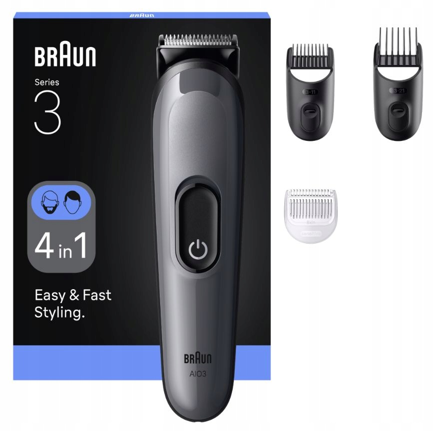 Braun Series 3 AIO3500 Trymer 4w1 bezprzewodowy 14 ustawień 3-21 mm