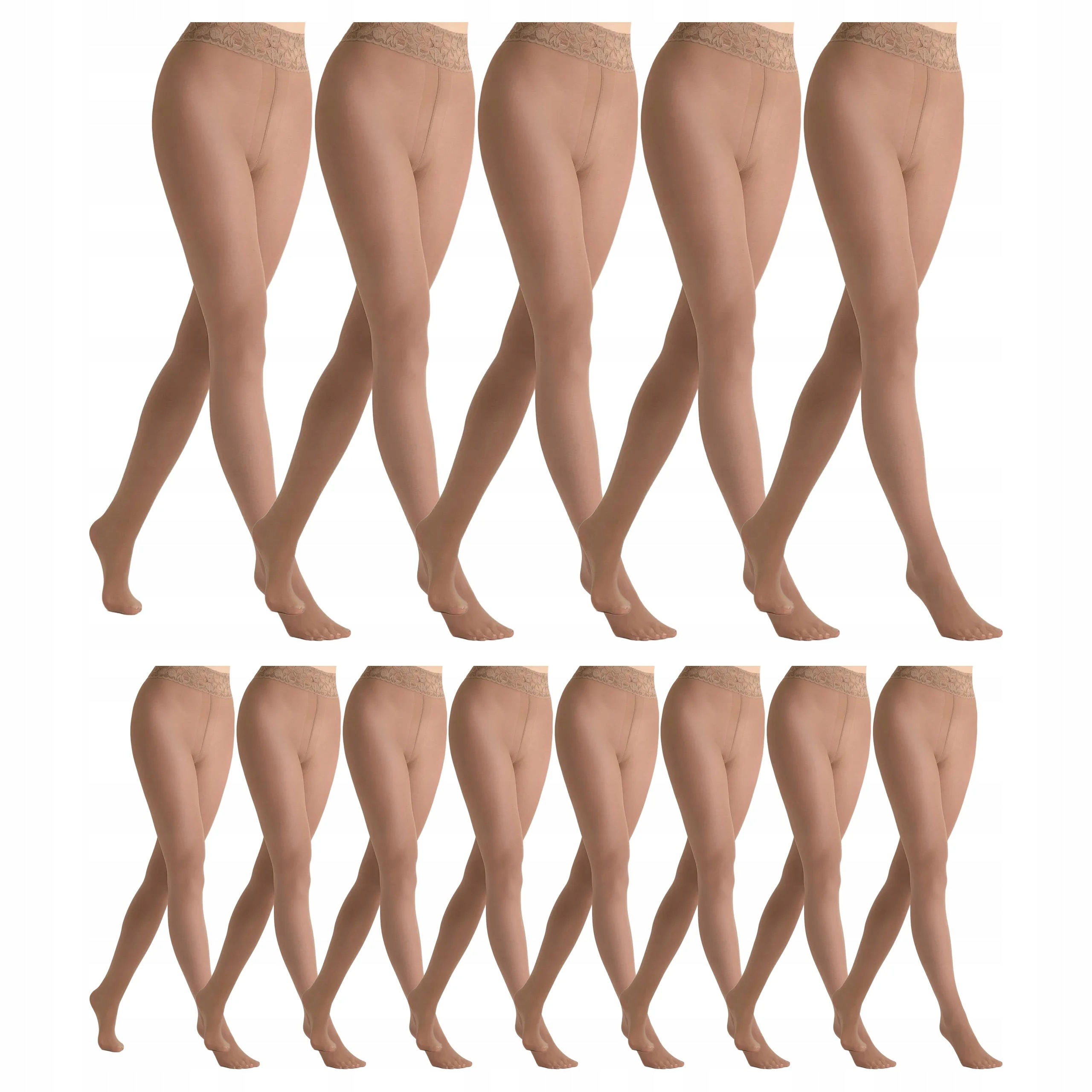 13 x Punčocháče 30 den bez kalhotek s krajkou Erotic Silk Marilyn Nude 3/4