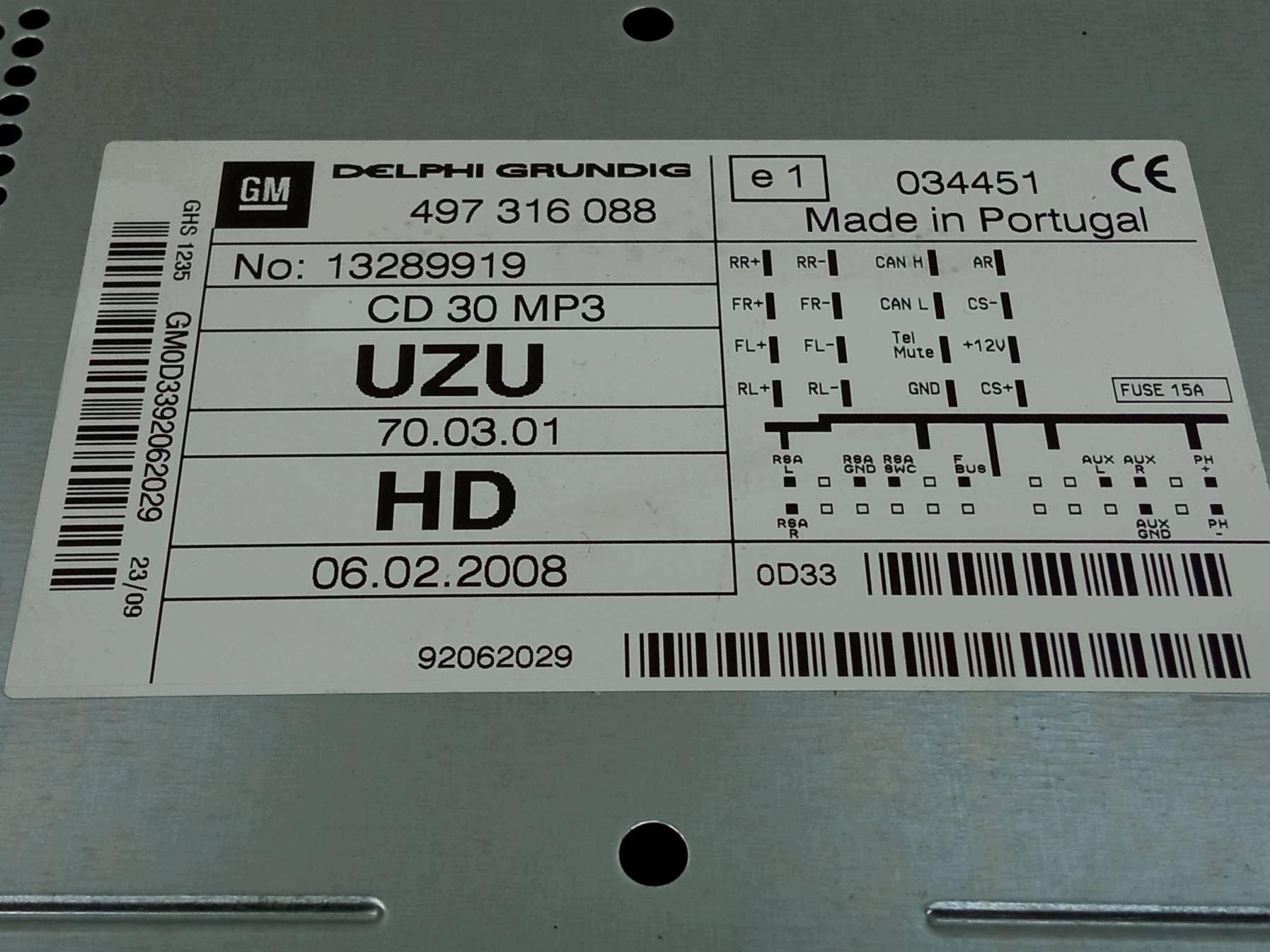 RADIO 13289919 Opel Corsa IV (2006-2014) D