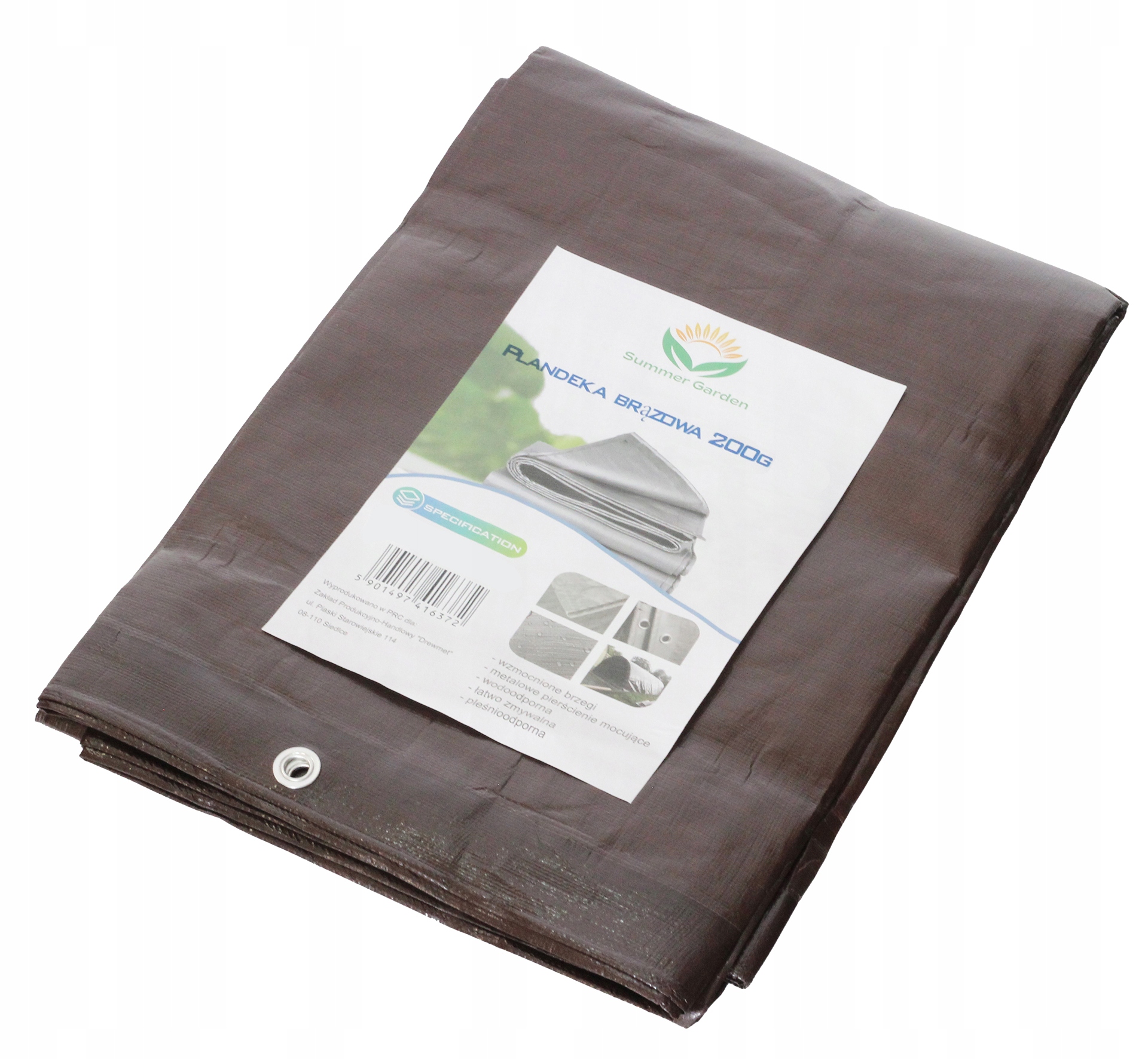 Plandeka Plandeki 8x10m Brązowa 200G Mocne Okrycie Płachta Extra Gruba