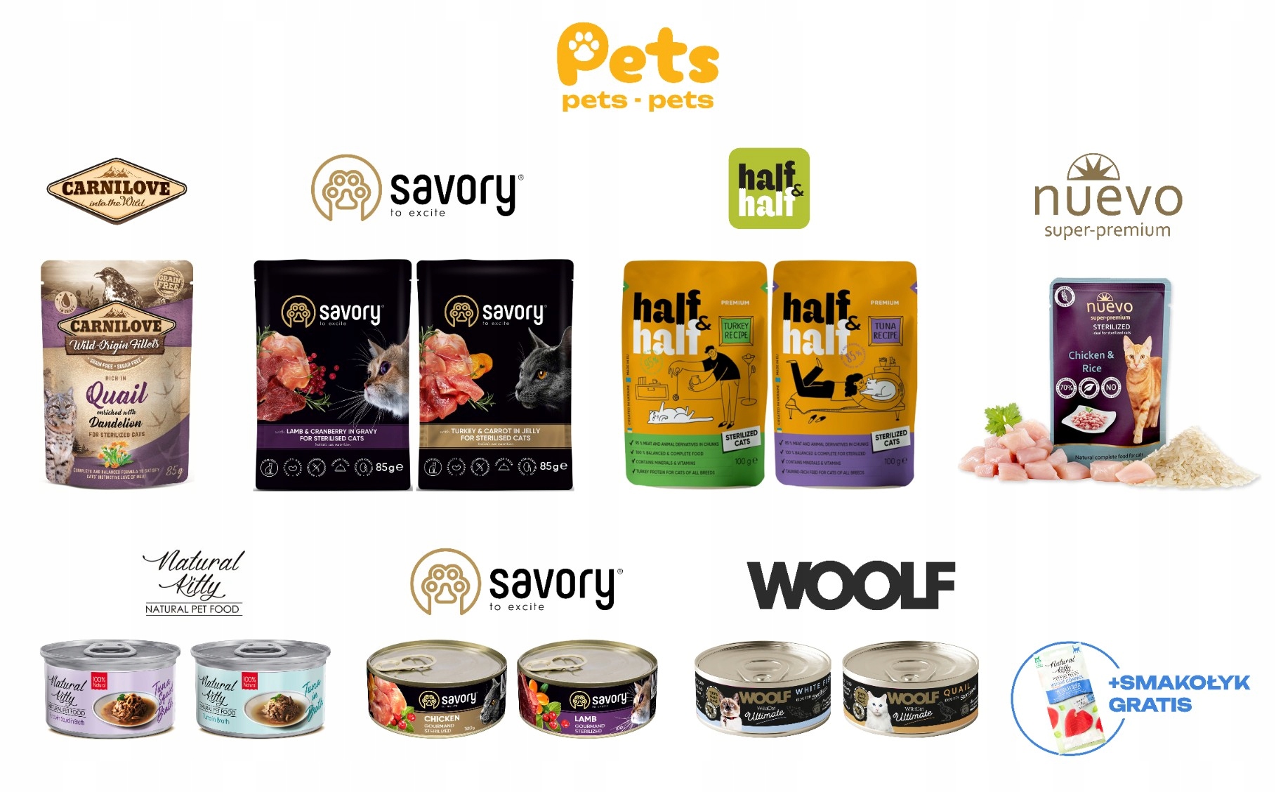 Levně Testovací Balení Premium Sterilized MIX krmivo pro kočky 12 příchutí pamlsek bonus