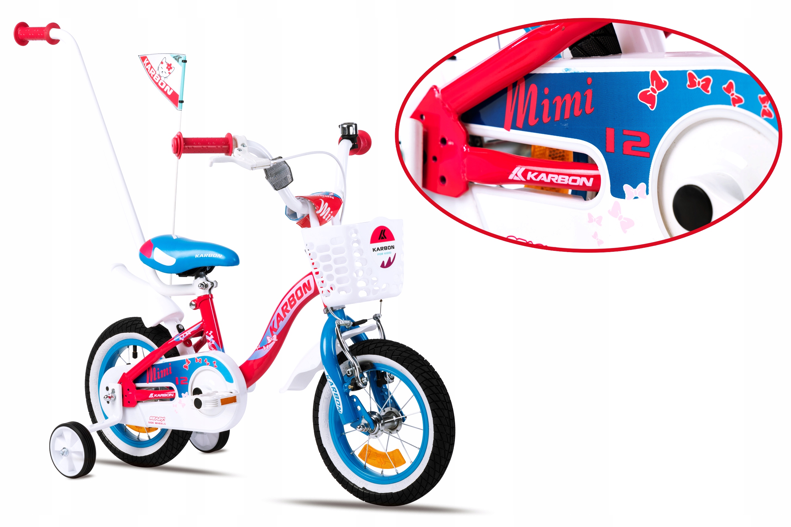 Rower Karbon 12" MIMI różowo-niebieski