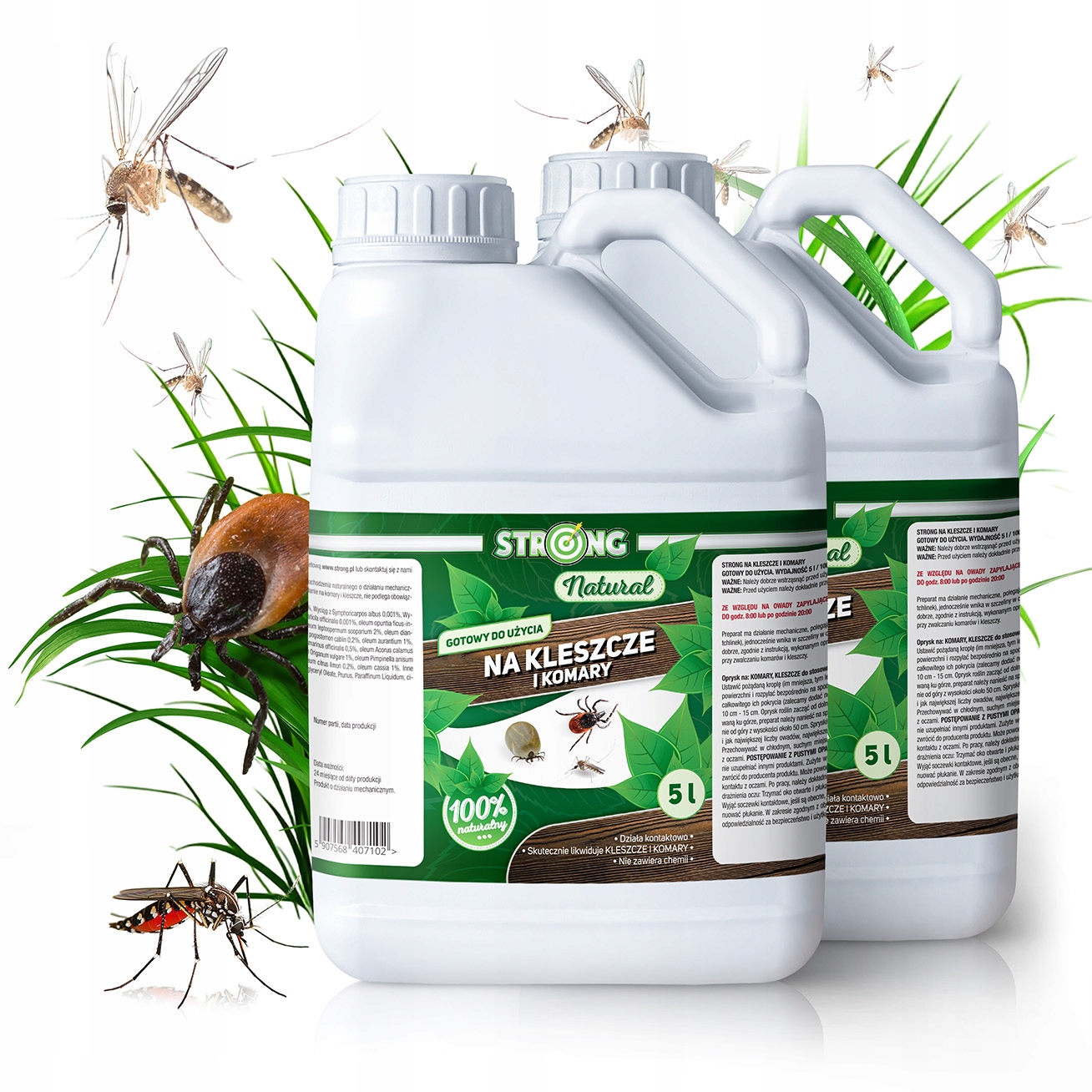2X5L Naturalny Środek Płyn Oprysk Na Komary Kleszcze Bez Chemii Strong