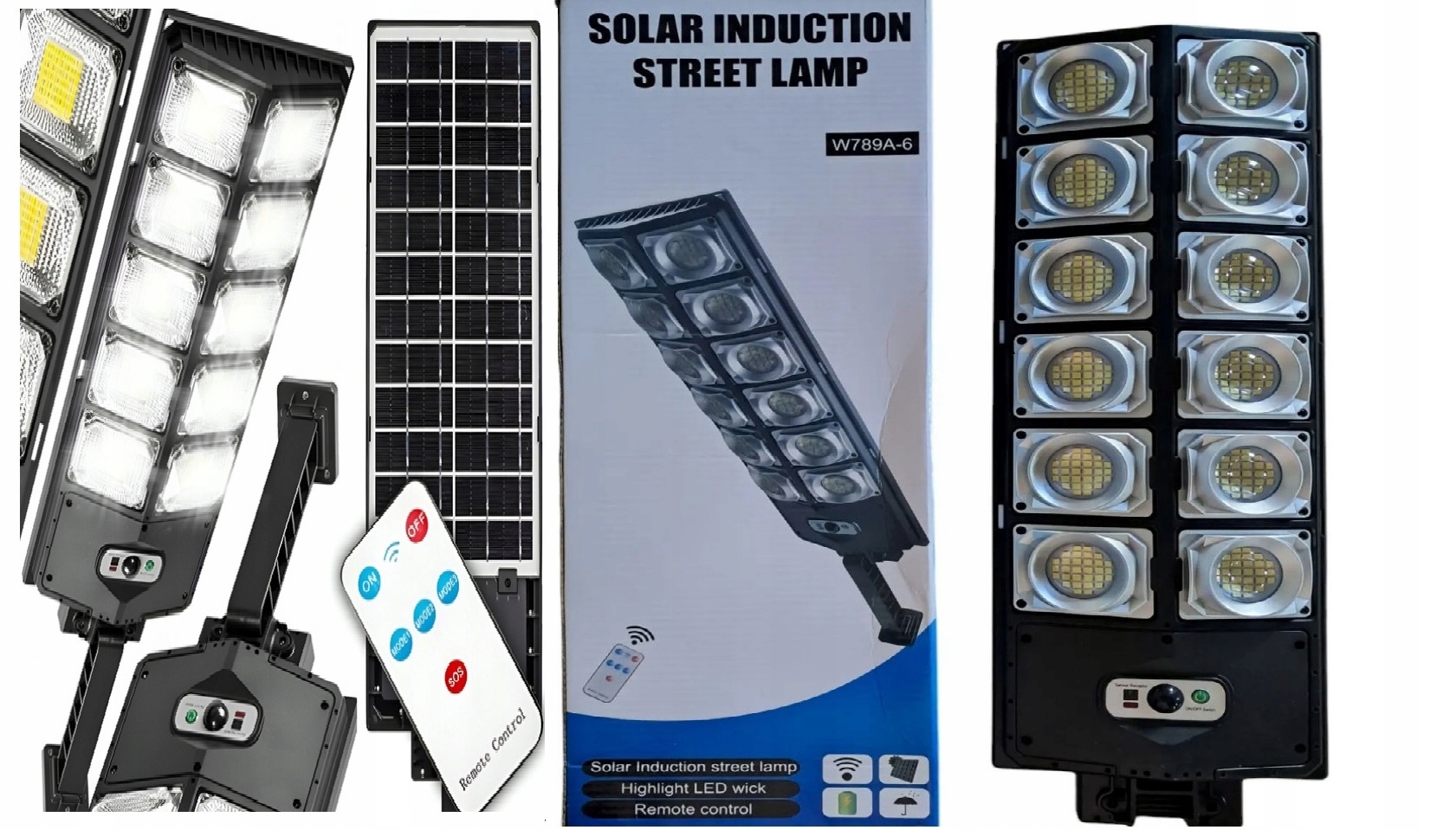 Lampa Solarna Uliczna Led Czujnikiem Ruchu +pilot Uchwyt Mocna