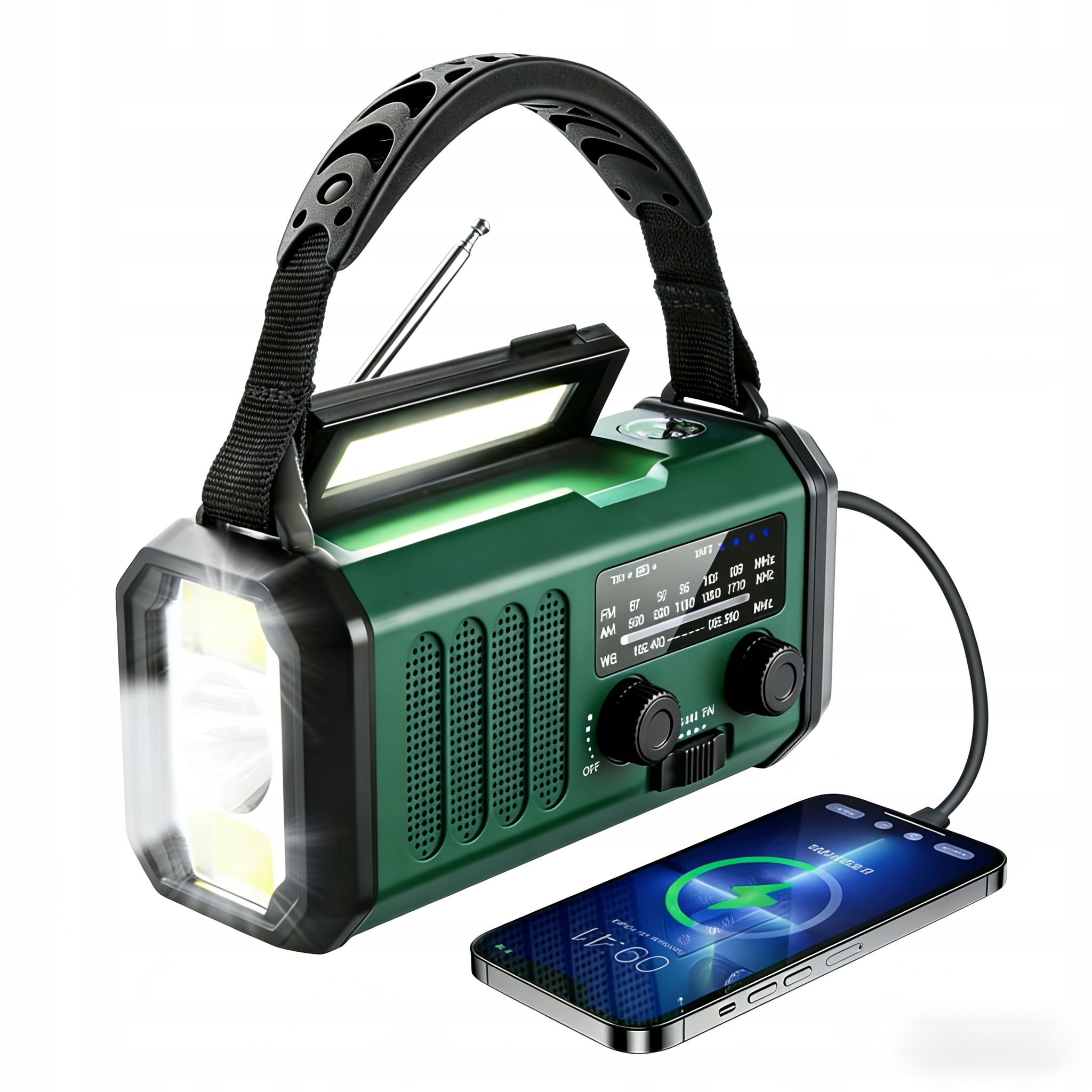 Radio Awaryjne Solarne Am/fm Sos, Kompas, Ładowarka Usb