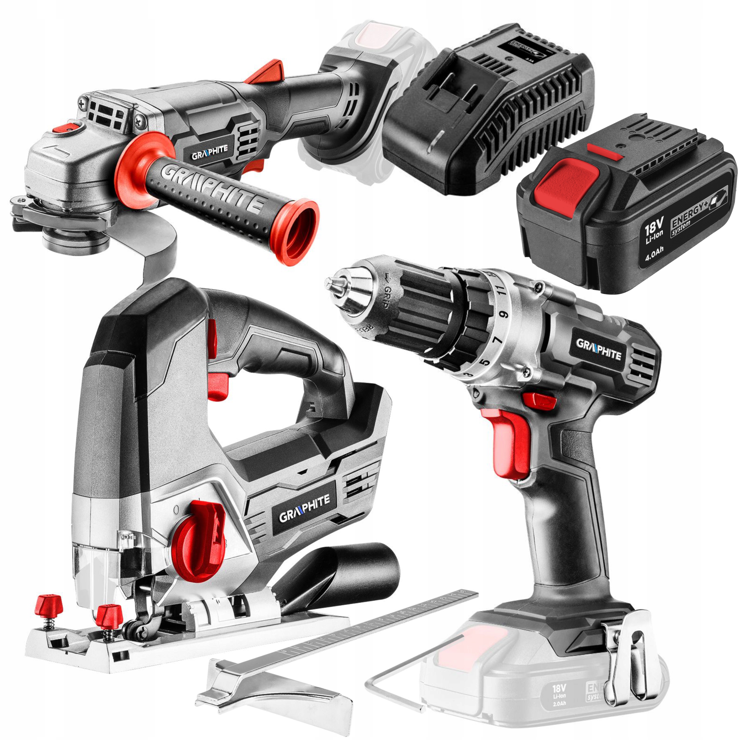 GRAPHITE WKRETARKA SZLIFIERKA WYRZYNARKA 18V 2Ah