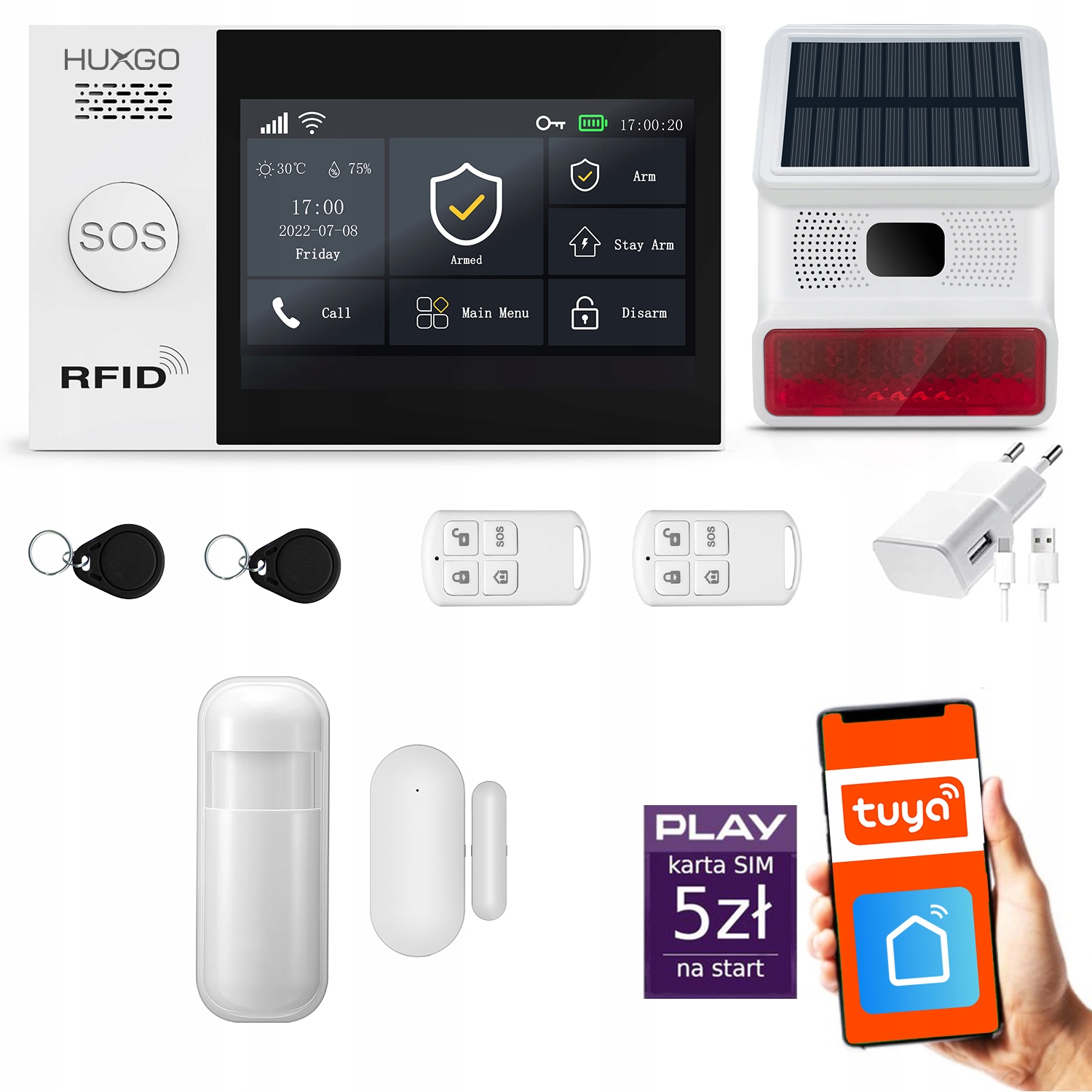 Bezdrôtový alarm Gsm WiFi s aplikáciou Tuya, sada Huxgo HXA007