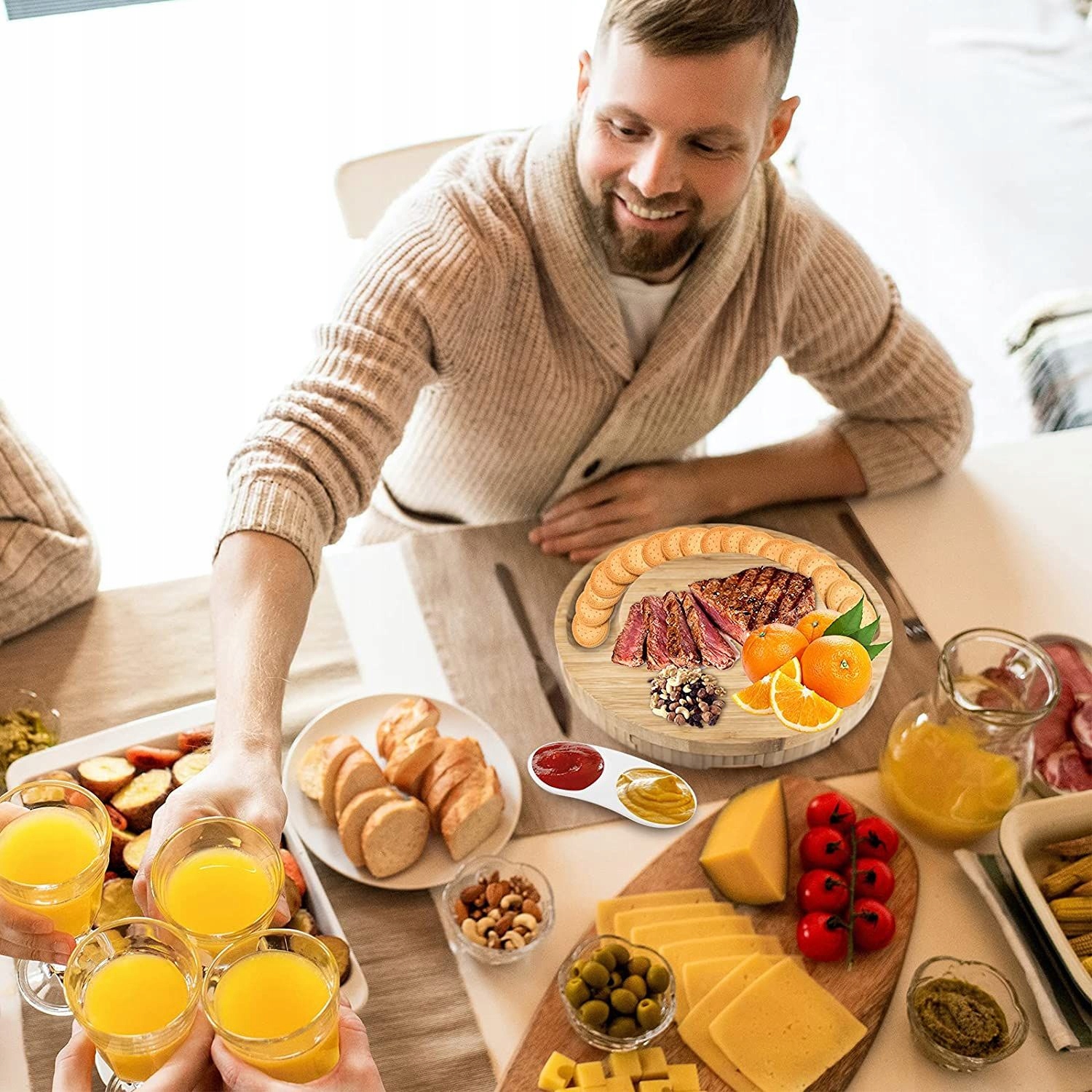 DESKA PATERA DO SERÓW PRZYSTAWEK DESKA DO WĘDLIN PRZEKĄSEK+ ZESTAW NOŻY Marka inna
