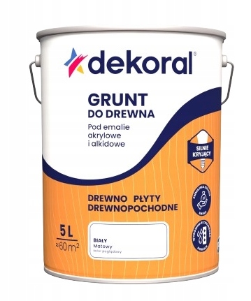 Dekoral Grunt Do Drewna 5L Biały podkład emalia farba podkładowa ftalowa