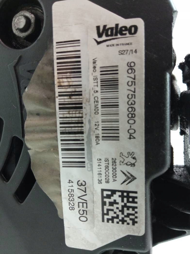 ALTERNATOR 967573680 -04 1.6 HDI Citroen DS4 I (2010- ) Producent części Valeo