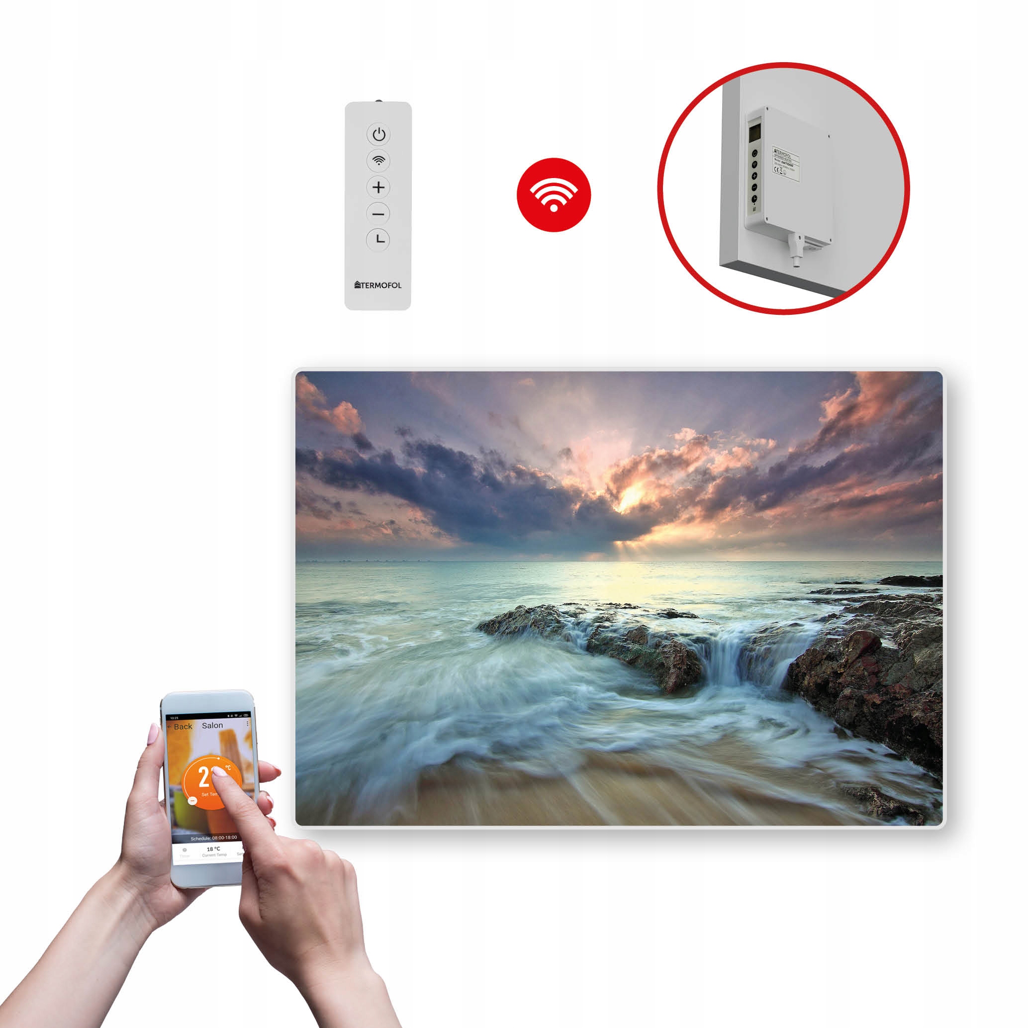 Dekoračný infračervený Ohrievací Panel s výkonom 500 W a Wifi