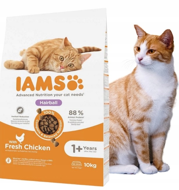 Iams Cat Adult Hairball Control Sucha Karma dla kota 10kg
