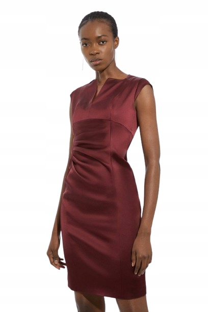 Karen Millen Petite Bordó Šaty S Volánky 40 B1P