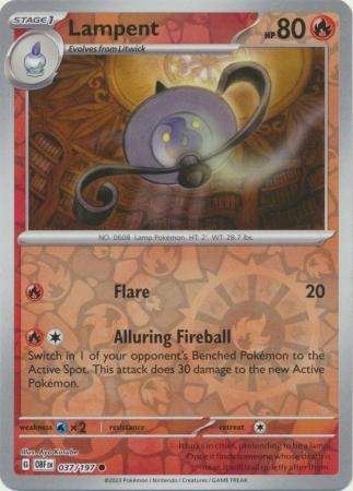 Lampent 037/197 Common Reverse Holo Pokemon