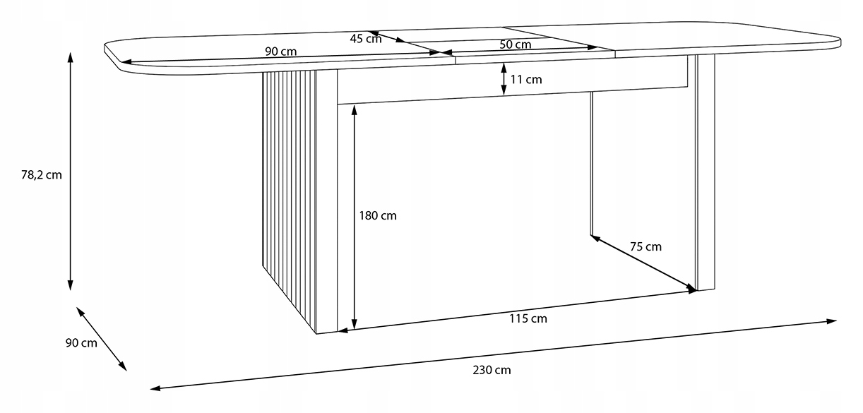 Stół rozkładany 180 - 230 cm FORMSWIFT TBLT7128 - owalny blat / FORTE Kod producenta TBLT7128-D108