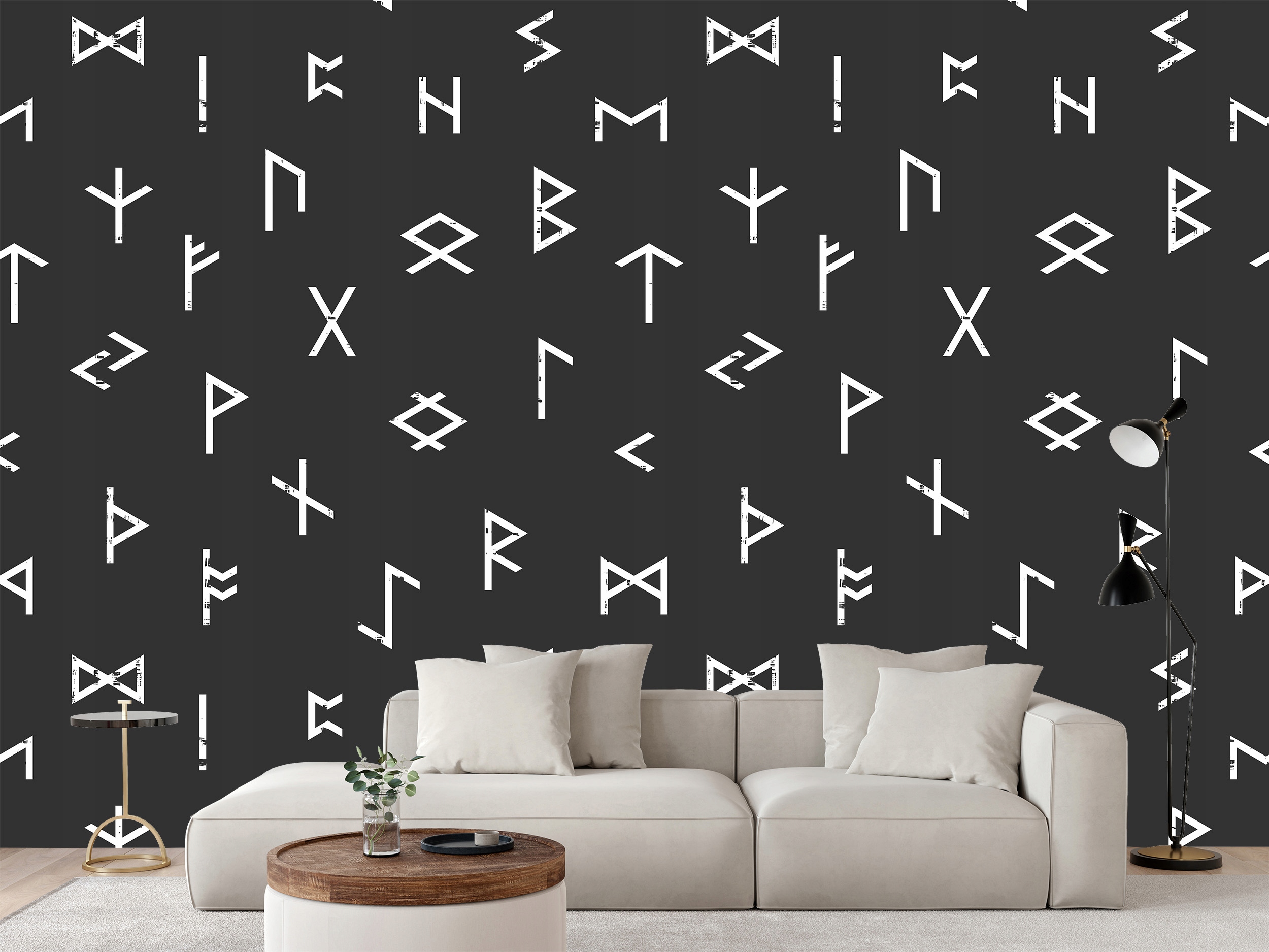 Fototapeta Abstraktní Vzor Grunge S Elder Futharkem 360 x 240 cm