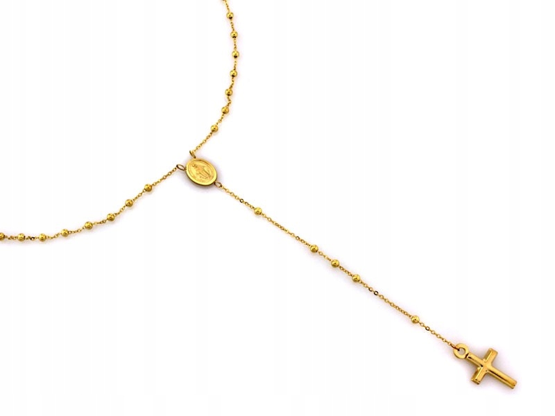 Náhrdelník pro ženu ze zlata 585 s křížkem a korálky na řetízku 2.36 g