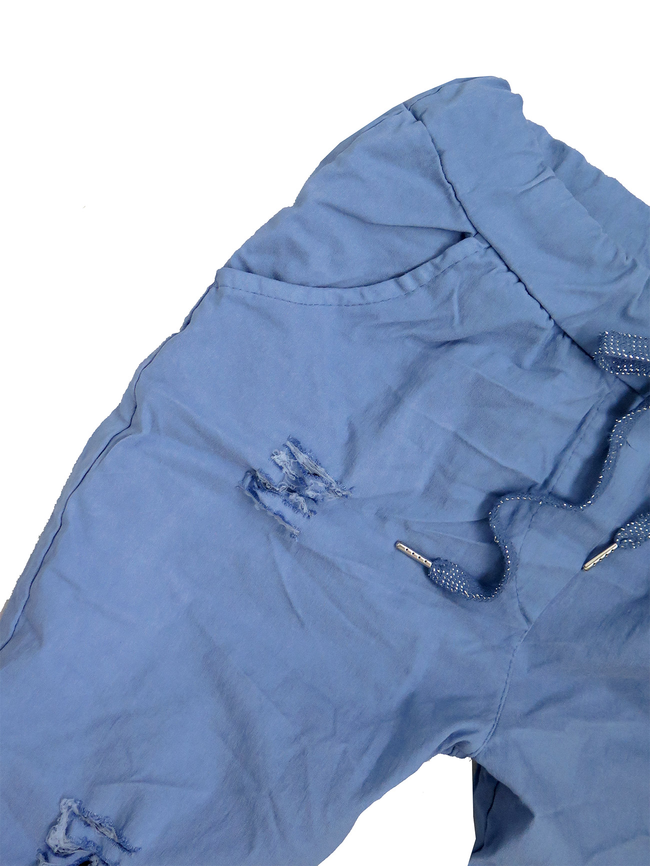 SPODNIE SOFT GNIOTKI 40 42 44 46BAGGY BIANCO ITALY Stan (wysokość w pasie) średni