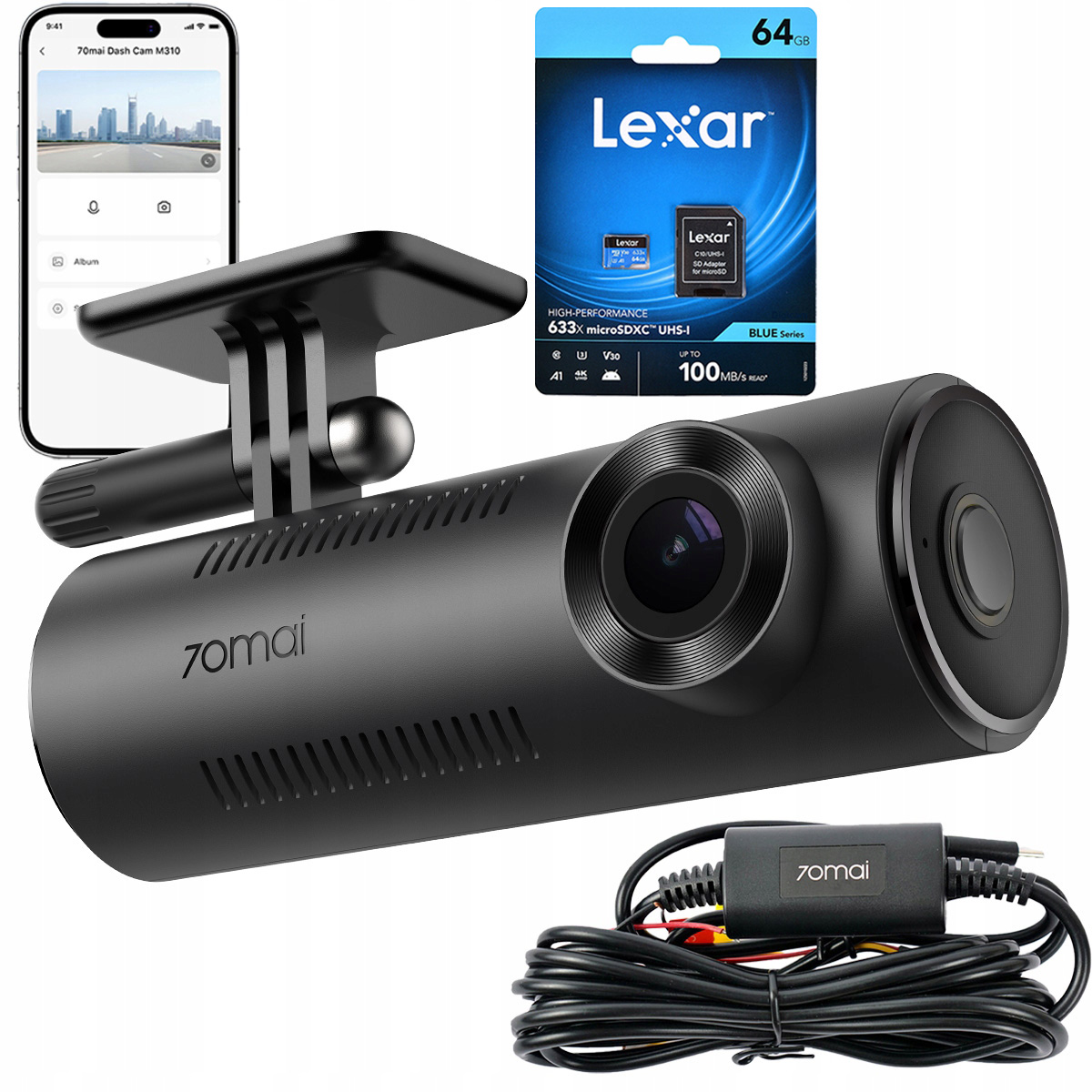 70mai M310 Kamera samochodowa Wideorejetrator Rejestrator UP03 64GB
