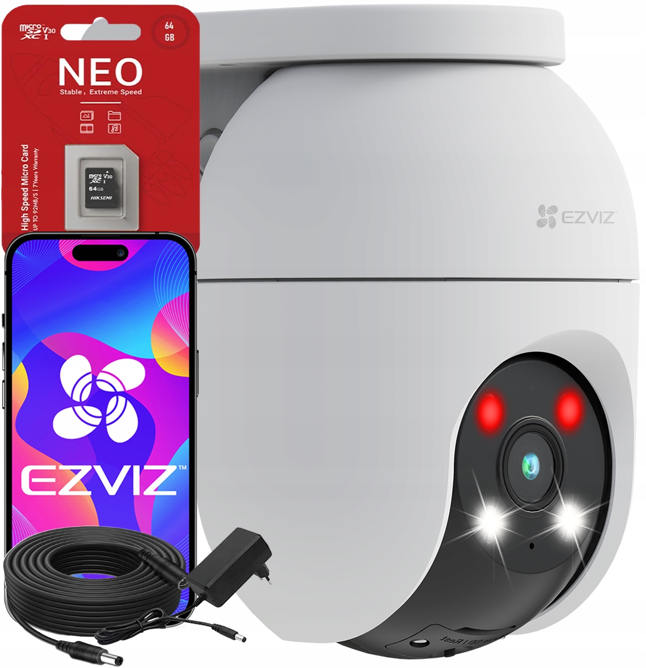 WiFi kamera Ezviz C8c 1080p FullHD otočná Dual Light karta 64GB 10 m kábla