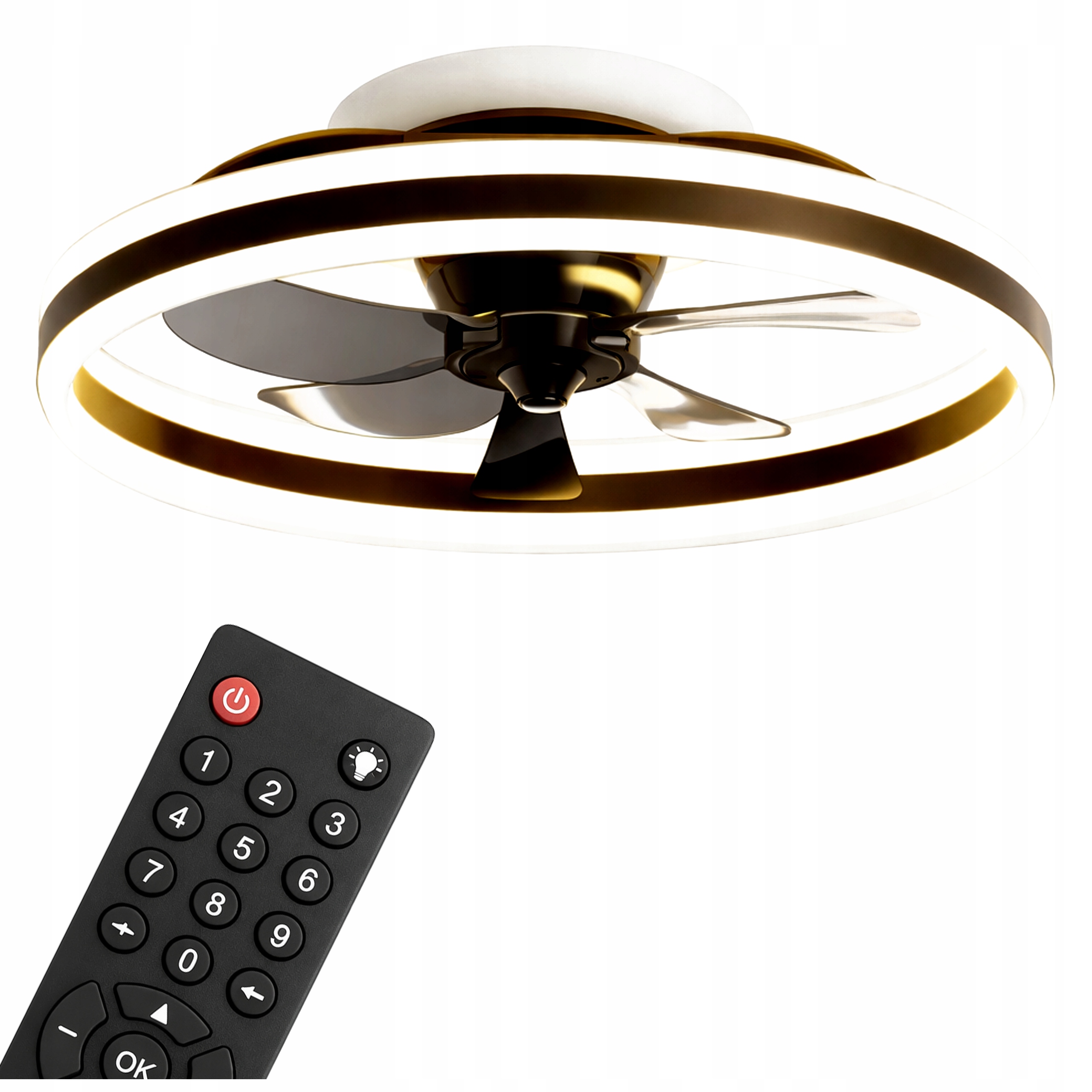 Stropní ventilátor s Led osvětlením a dálkovým ovládáním 40 cm 32 W 6 rychlostních stupňů Lampa